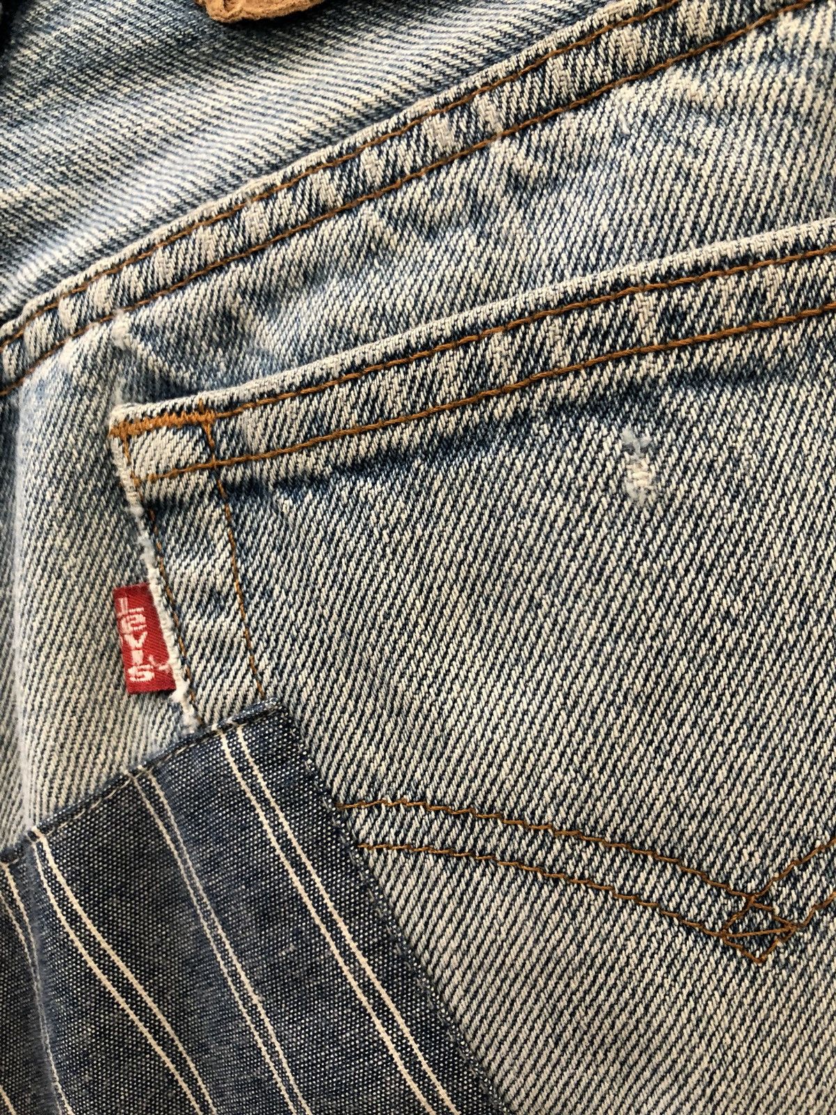 Levi's 80s Melinda Zoller Levi's 501 Patchwork Rips Distress Denim Size US 29 - 18 Thumbnail