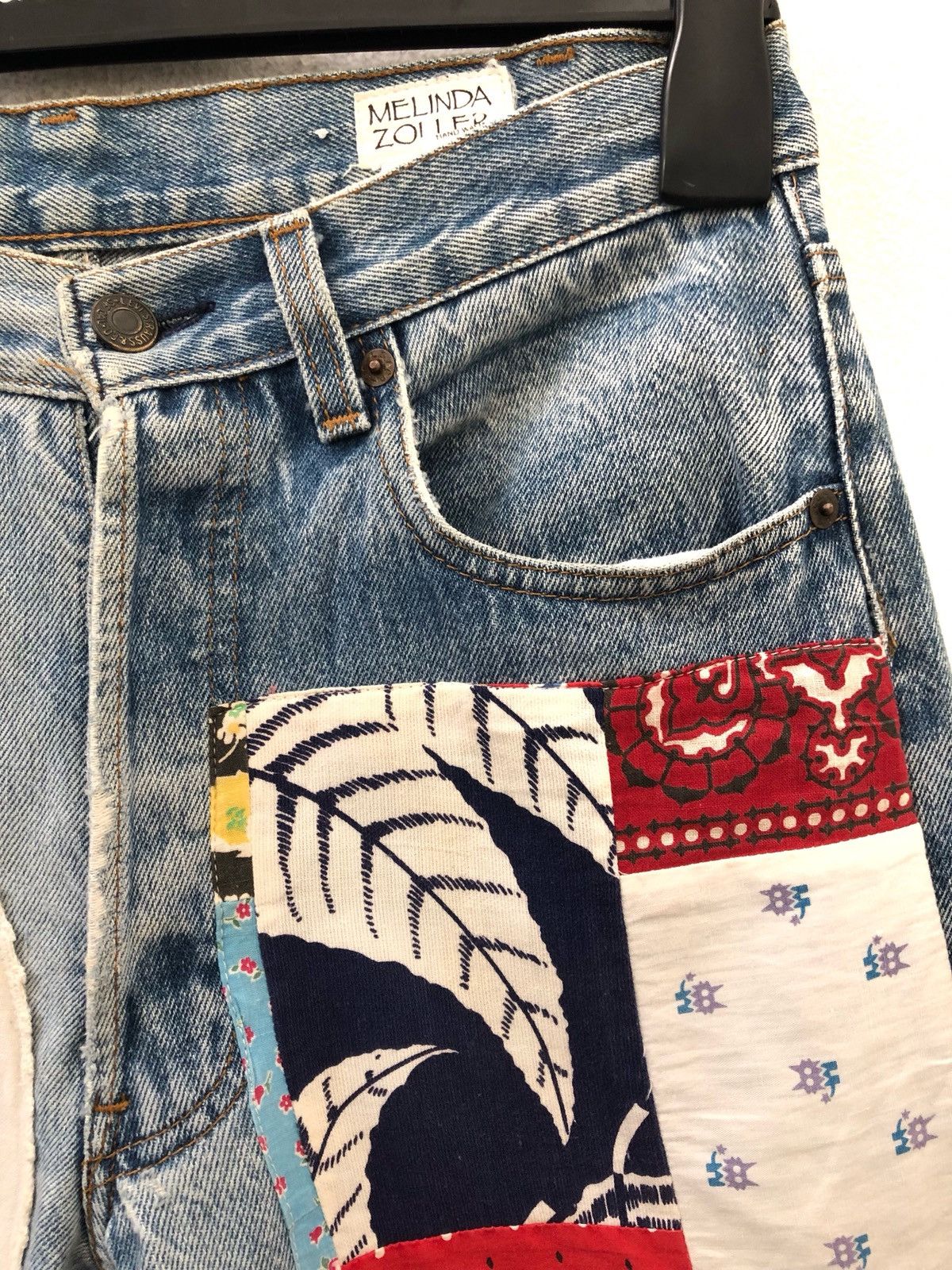 Levi's 80s Melinda Zoller Levi's 501 Patchwork Rips Distress Denim Size US 29 - 9 Thumbnail