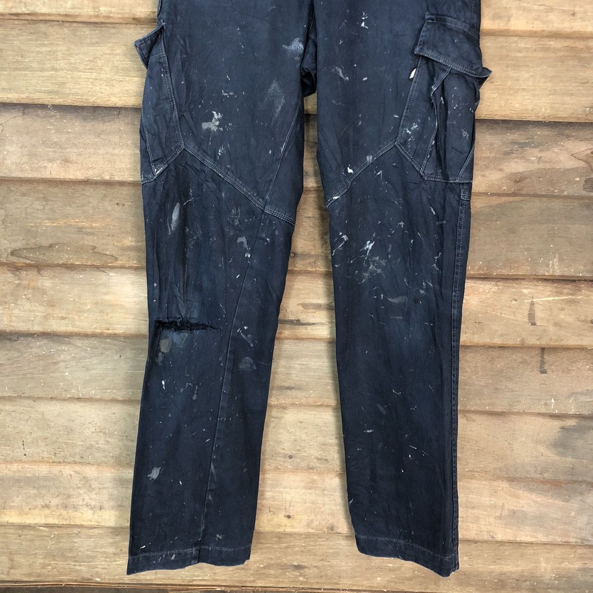 Japanese Brand × StraightFaded Tora Dark Blue Multipocket thrashed Cargo Pants #c965 Size US 28 / EU 44 - 3 Thumbnail