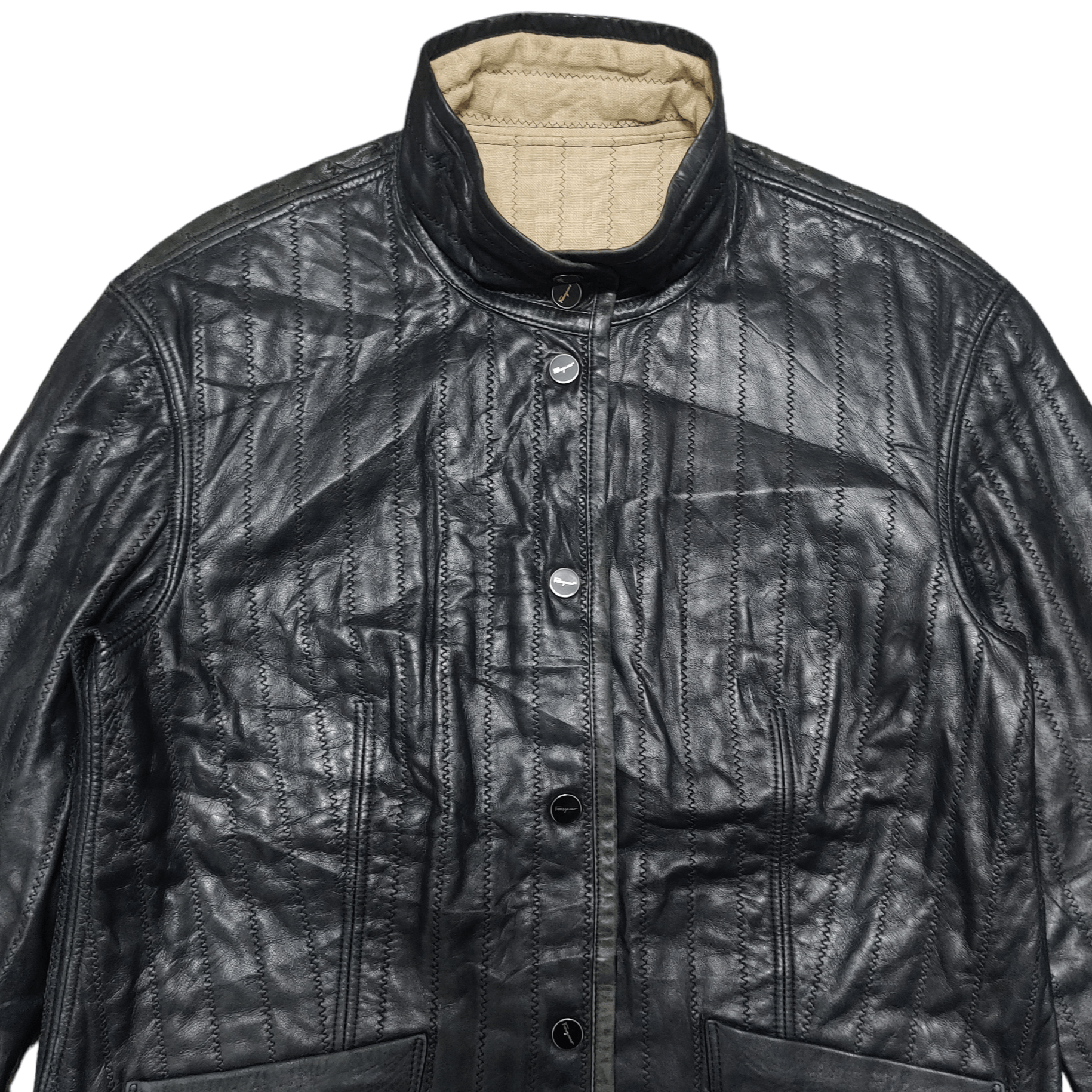 Salvatore Ferragamo Vintage Salvatore Ferragamo Leather Reversible Jacket Size US S / EU 44-46 / 1 - 4 Thumbnail
