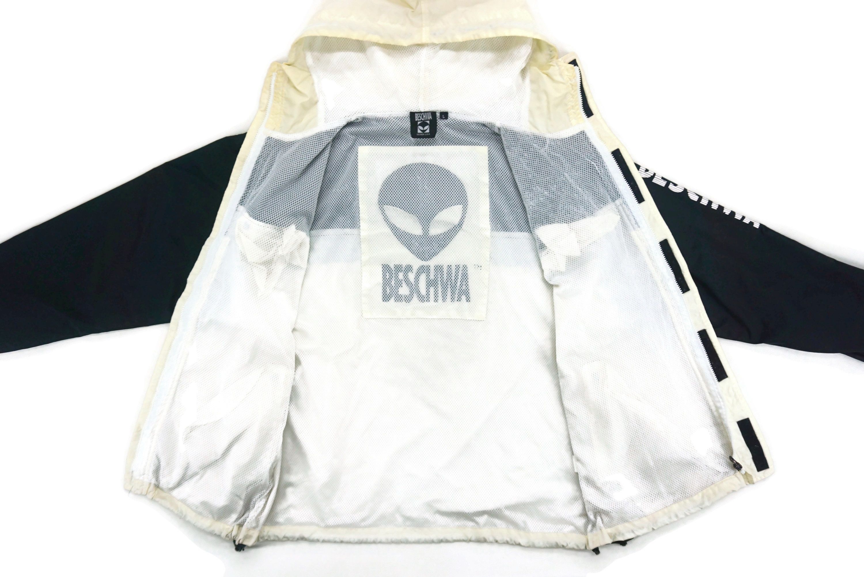 image of Alien Workshop x Vintage Beschwa Vintage Windbreaker Hip Hop Skateboards Jacket in Beige Black (Siz