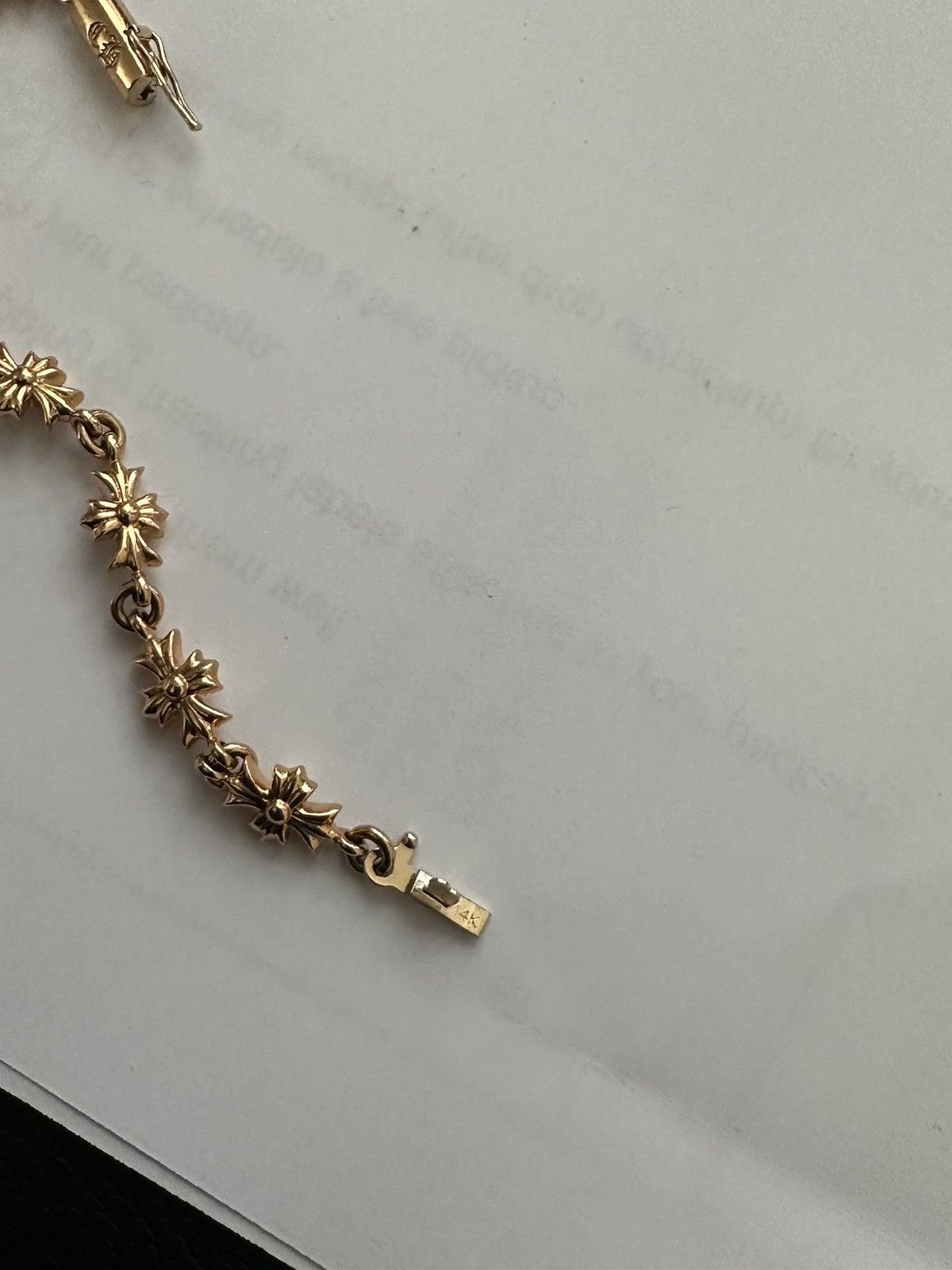 Chrome Hearts Chrome Hearts Tiny E Cross Bracelet 13 Link CH Plus Gold |  Grailed