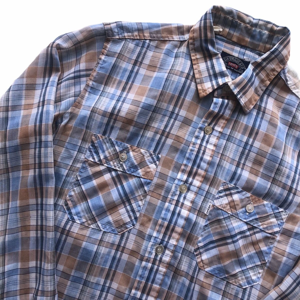 Levi's Vintage Clothing Vintage 70's Levi's Western Shirt White Tab Double Pocket Size US M / EU 48-50 / 2 - 2 Thumbnail