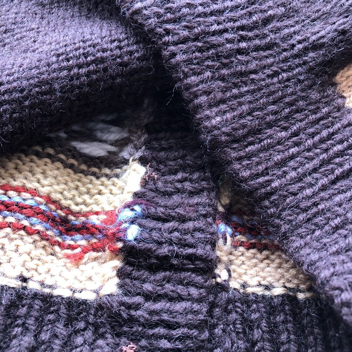 Vintage Knit Cardigan Native Coloured Art