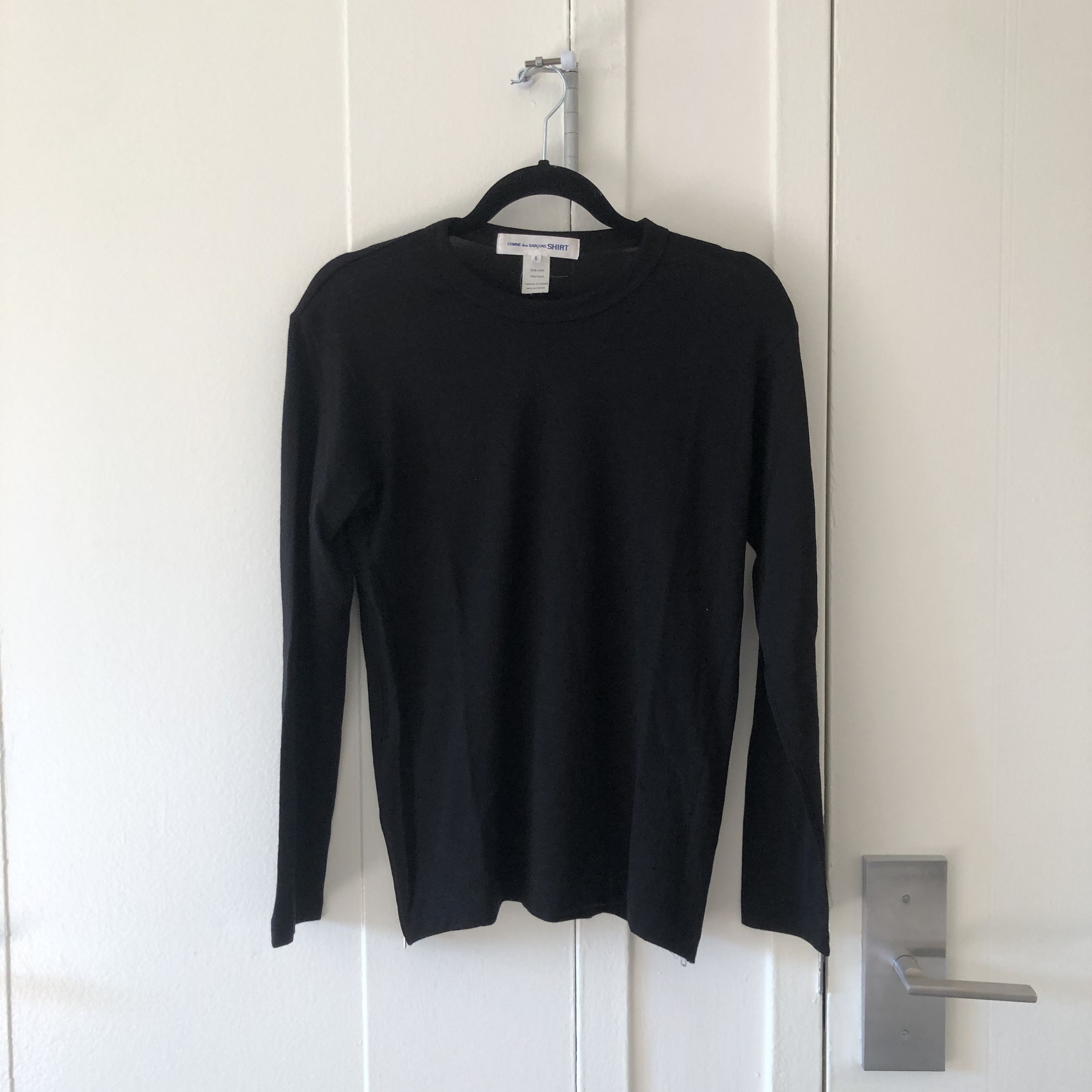 image of Comme Des Garcons Shirt Wool Zipper L/s in Black, Men's (Size Small)