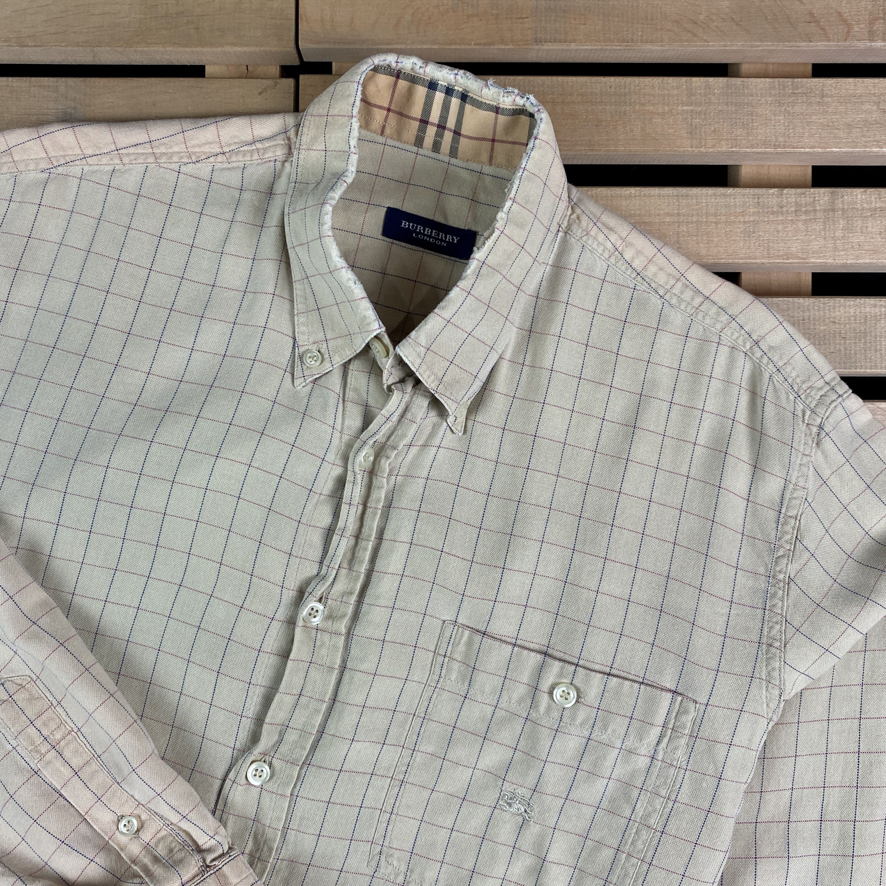 Burberry × Vintage Mens Vintage Shirt Long Sleeve Burberry London Size L/XL Size US XL / EU 56 / 4 - 2 Thumbnail