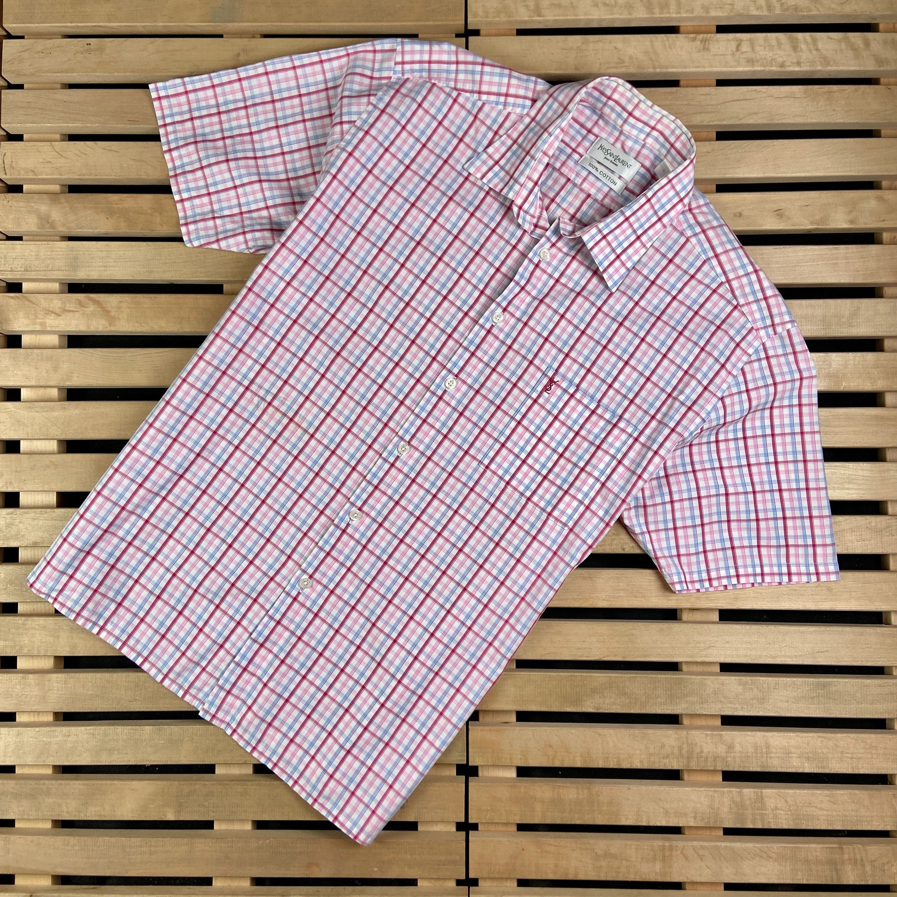 Vintage × Yves Saint Laurent Shirt Short Sleeve Yves Saint Laurent Vintage YSL Size XL Size US XL / EU 56 / 4 - 1 Thumbnail