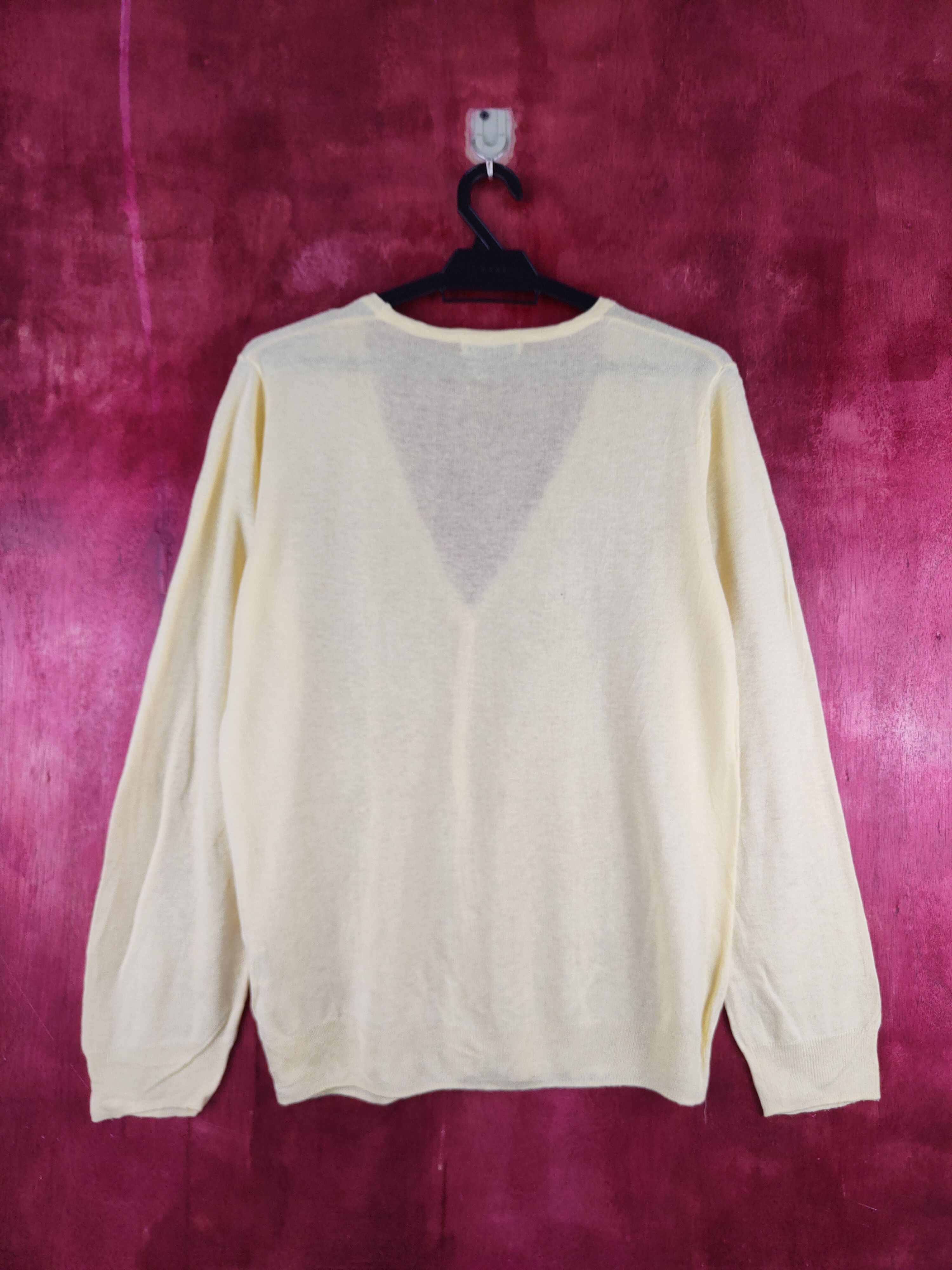 Japanese Brand Freude vintage thin Light Yellow Knitwear Cardigan #S1184 Size M / US 6-8 / IT 42-44 - 7 Thumbnail