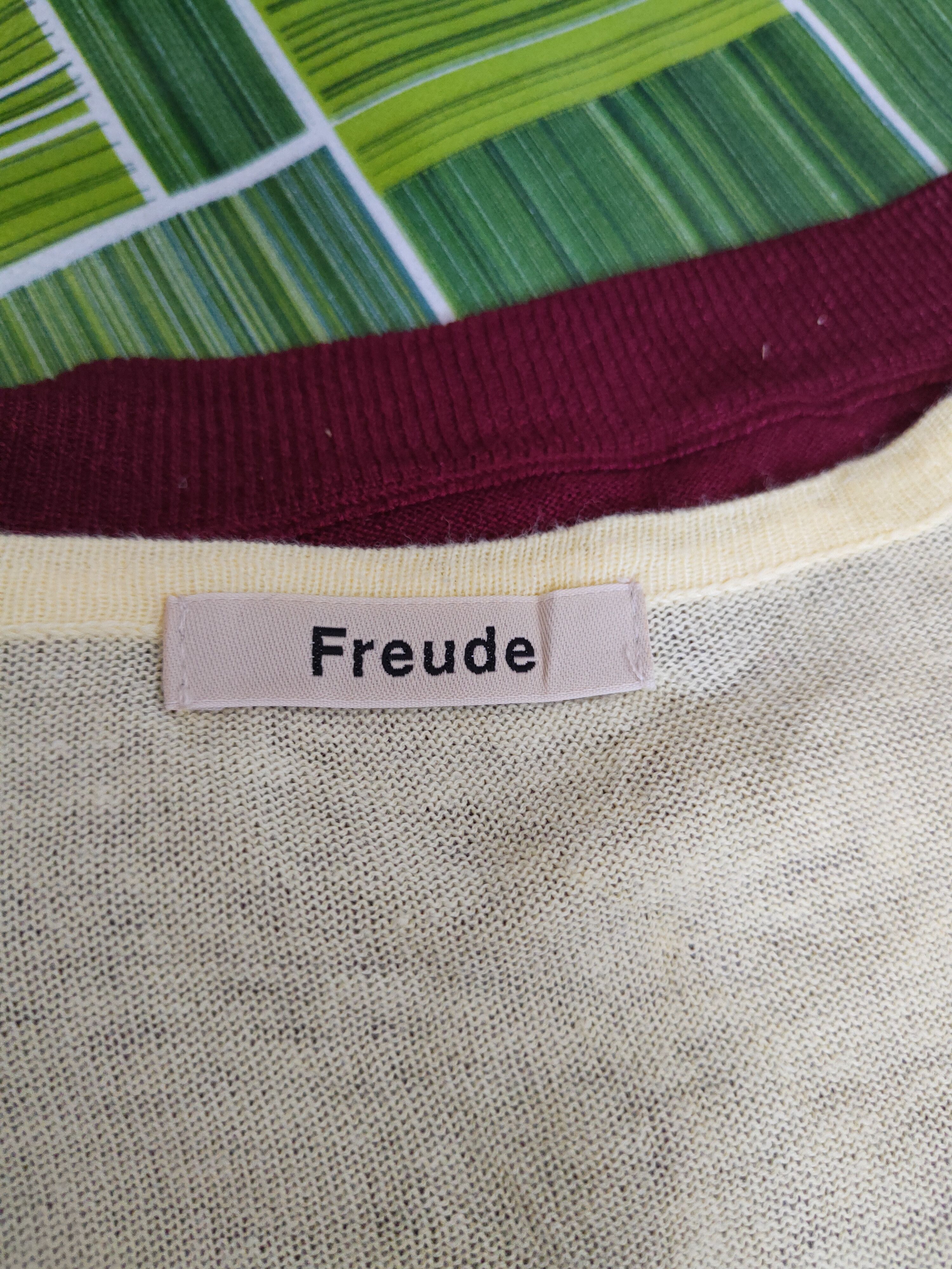 Japanese Brand Freude vintage thin Light Yellow Knitwear Cardigan #S1184 Size M / US 6-8 / IT 42-44 - 11 Thumbnail