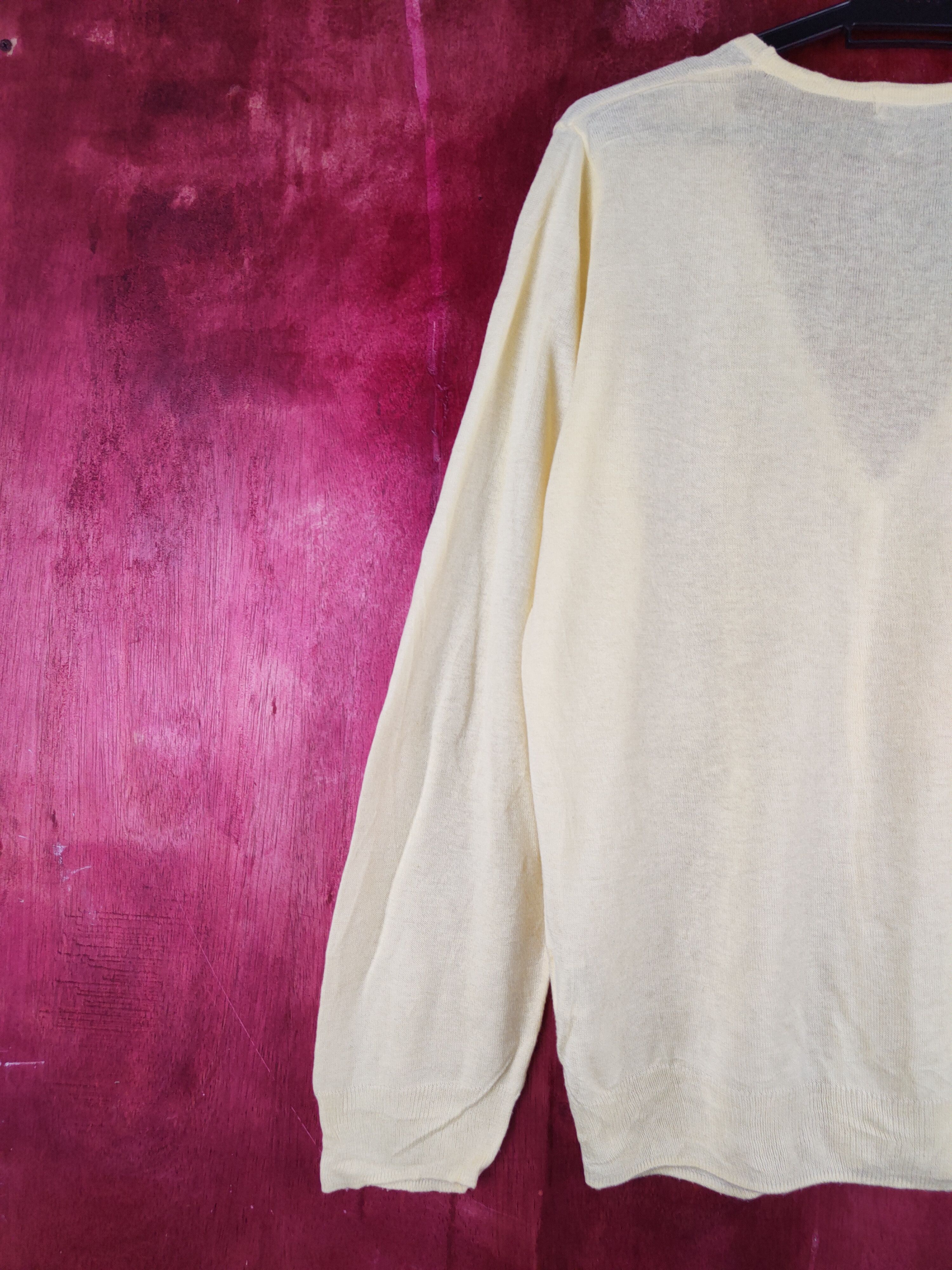 Japanese Brand Freude vintage thin Light Yellow Knitwear Cardigan #S1184 Size M / US 6-8 / IT 42-44 - 8 Thumbnail