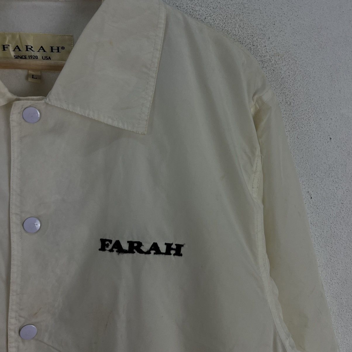 Farah VINTAGE FARAH SINCE 1920 USA BUTTON JACKET BIG LOGO Size US L / EU 52-54 / 3 - 4 Thumbnail
