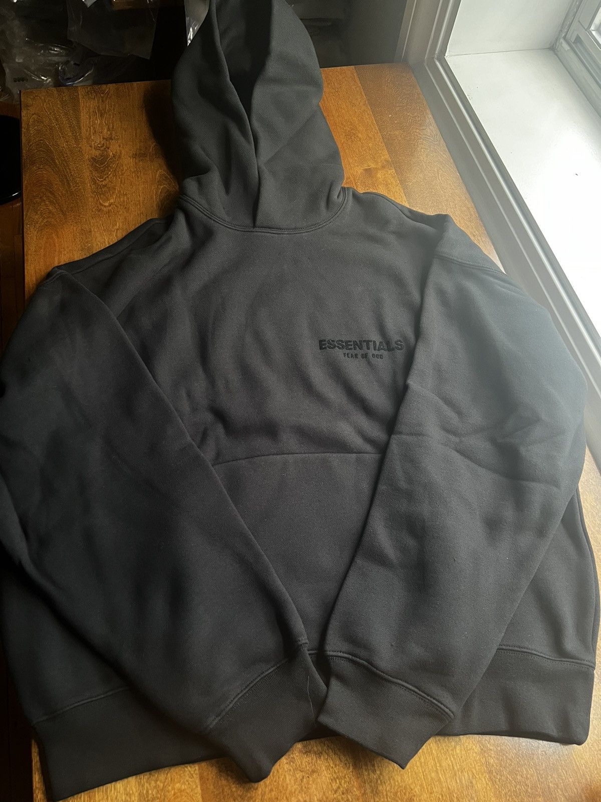 Pre-owned Essentials X Fear Of God Fog Essentials Ss22 Stretch Limo Black Hoodie