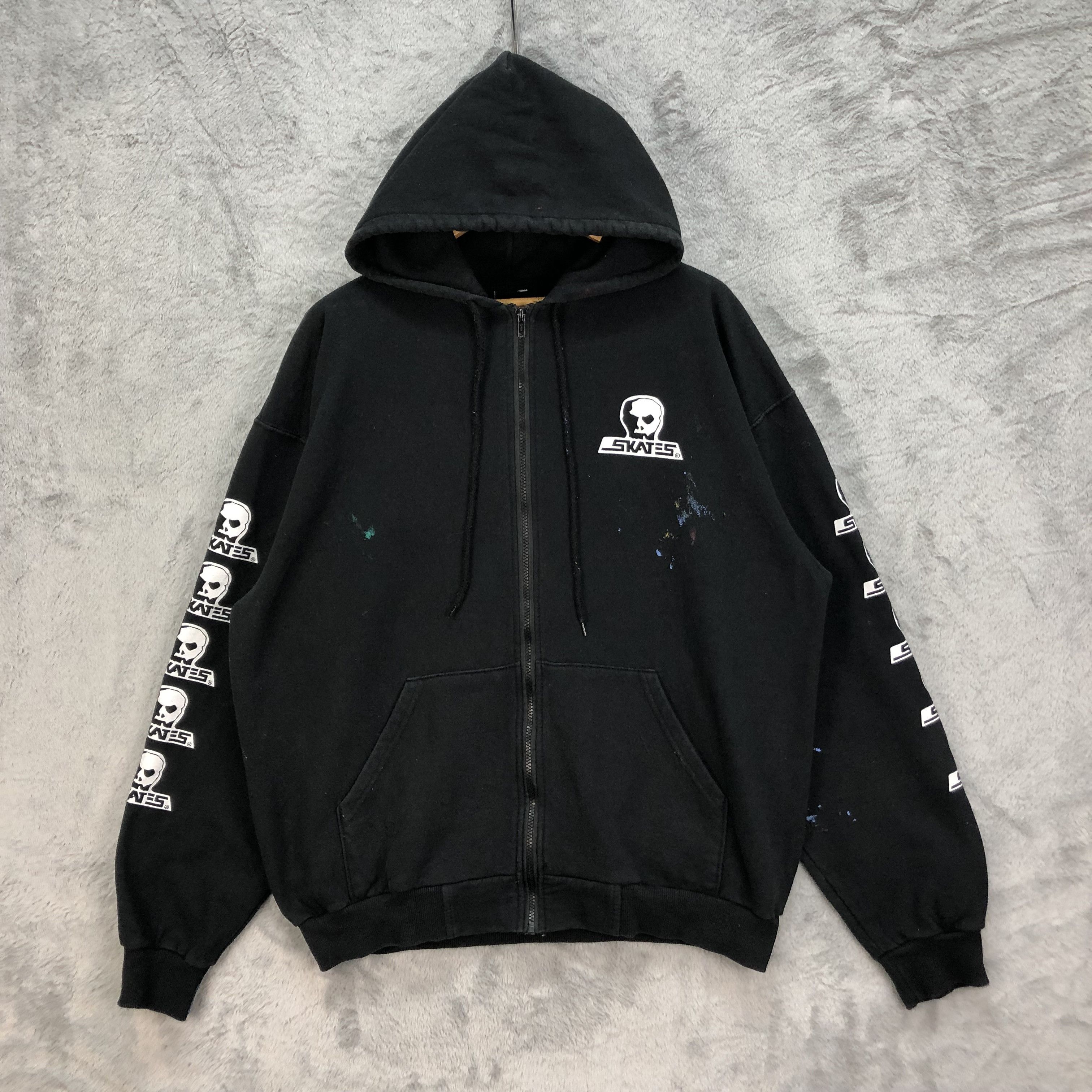 Japanese Brand VINTAGE Y2K SKULLSKATES TRASHED HOODIES #5112-32 Size US XL / EU 56 / 4 - 6 Thumbnail