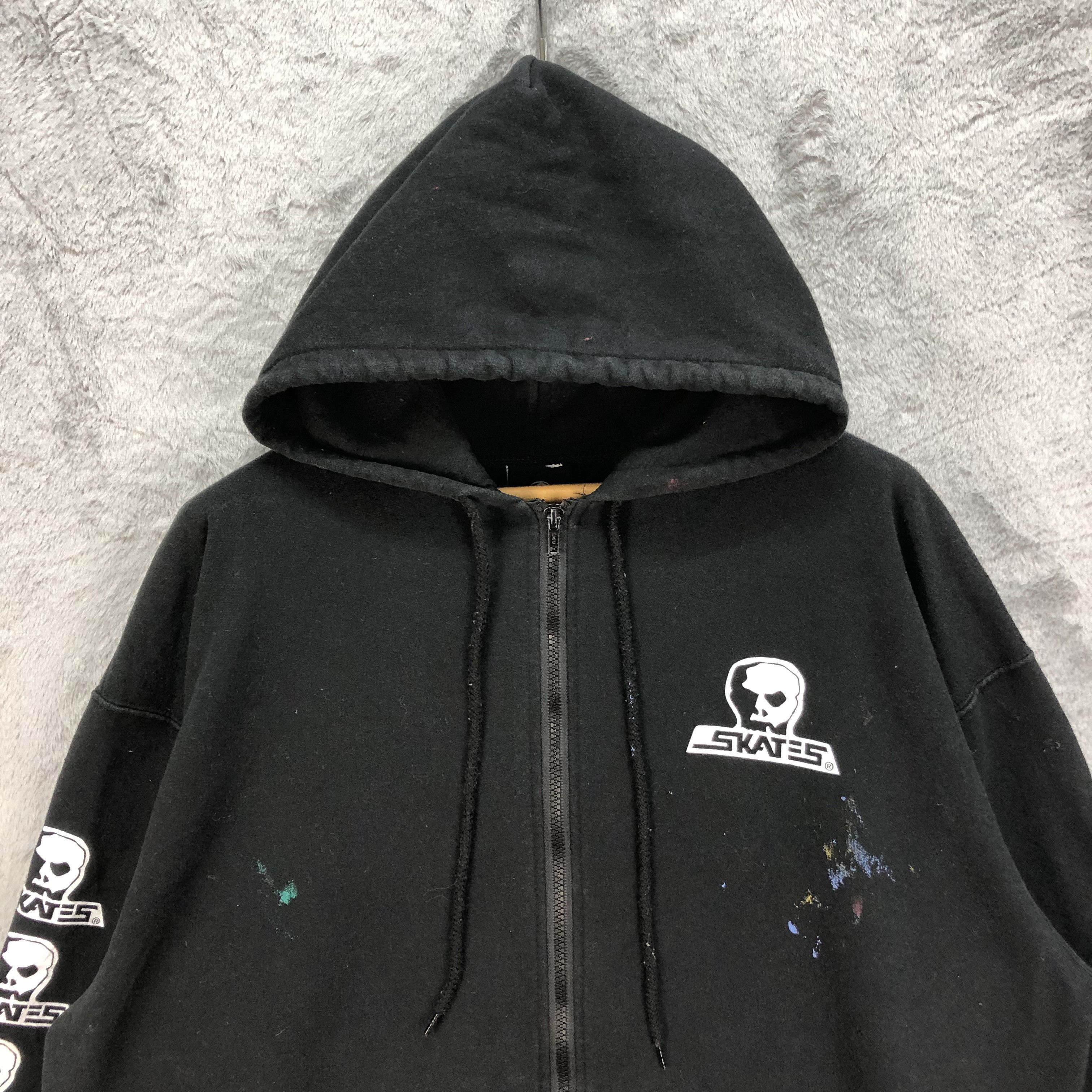 Japanese Brand VINTAGE Y2K SKULLSKATES TRASHED HOODIES #5112-32 Size US XL / EU 56 / 4 - 7 Thumbnail