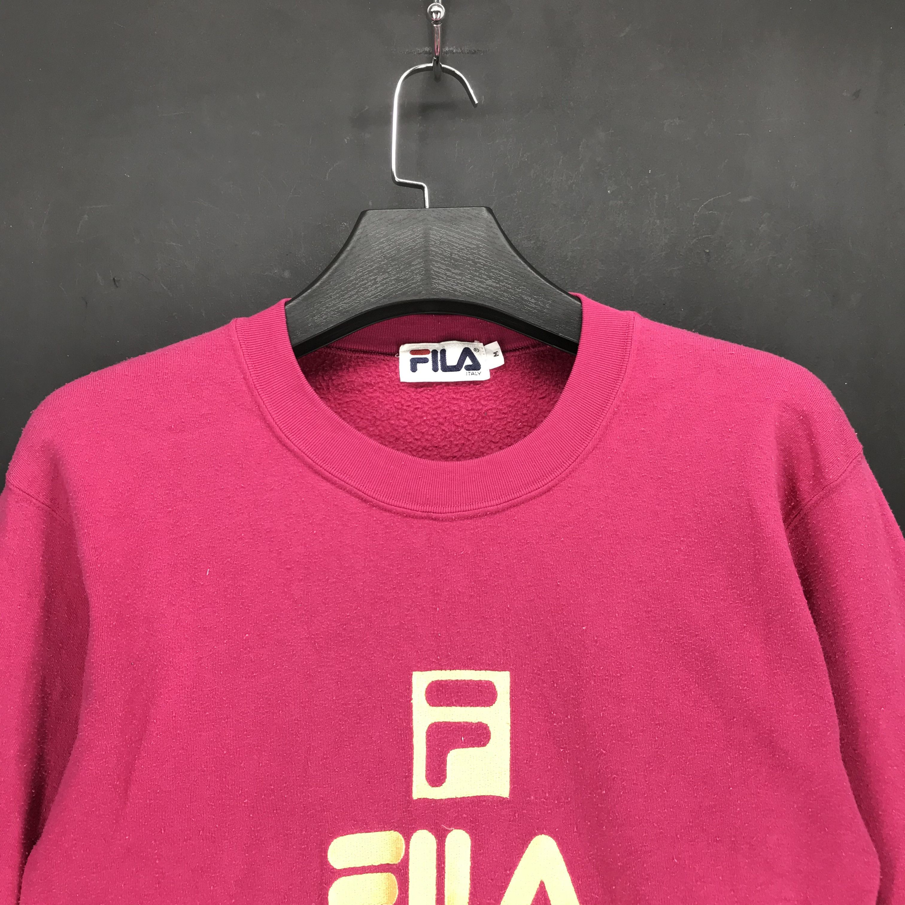 Fila Vintage Fila Embroidery Big Logo Pink Sweatshirts #1691-66 Size US M / EU 48-50 / 2 - 2 Thumbnail