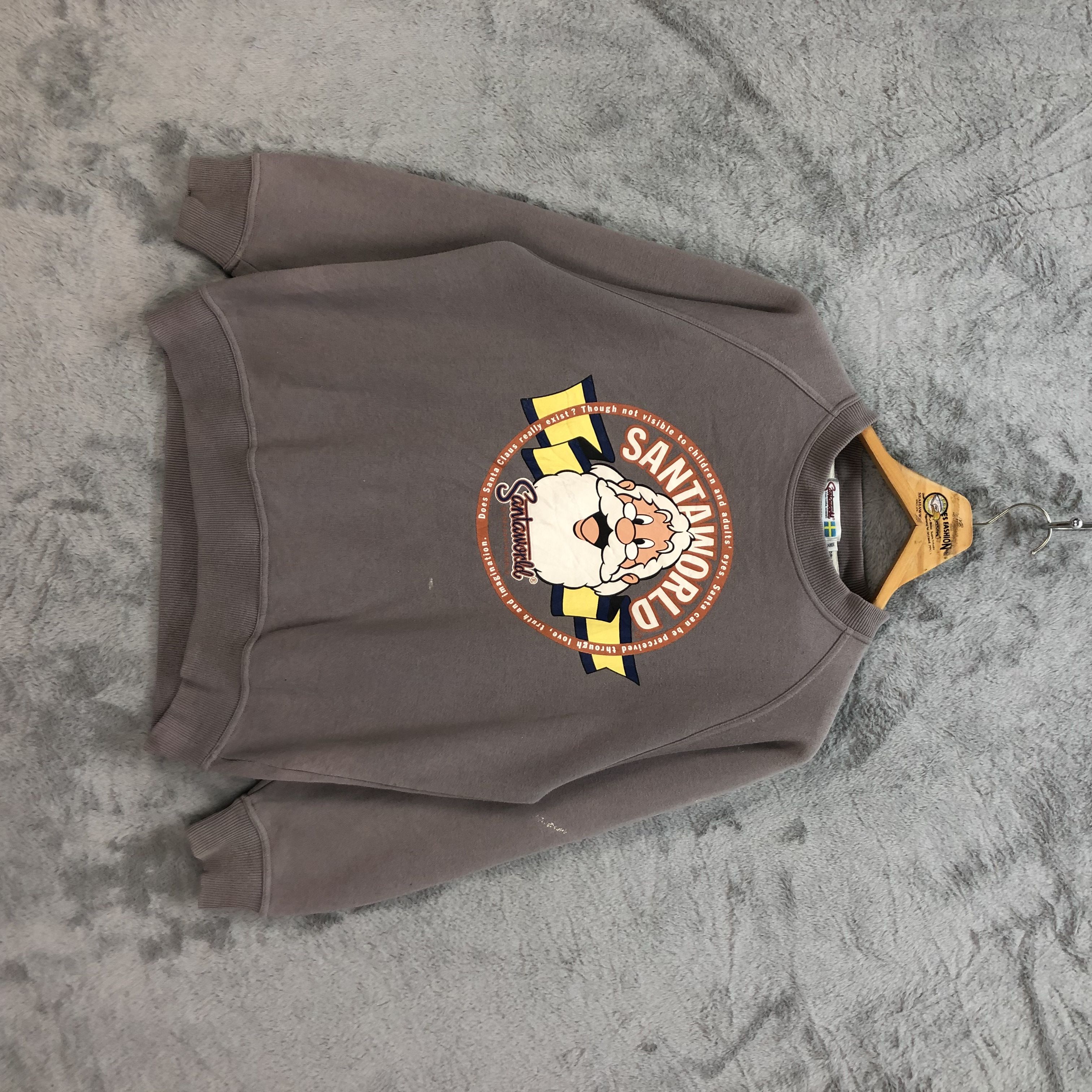 image of Vintage Santa World Big Logo Sweatshirts 5442-190 in Grey, Men's (Size Large)