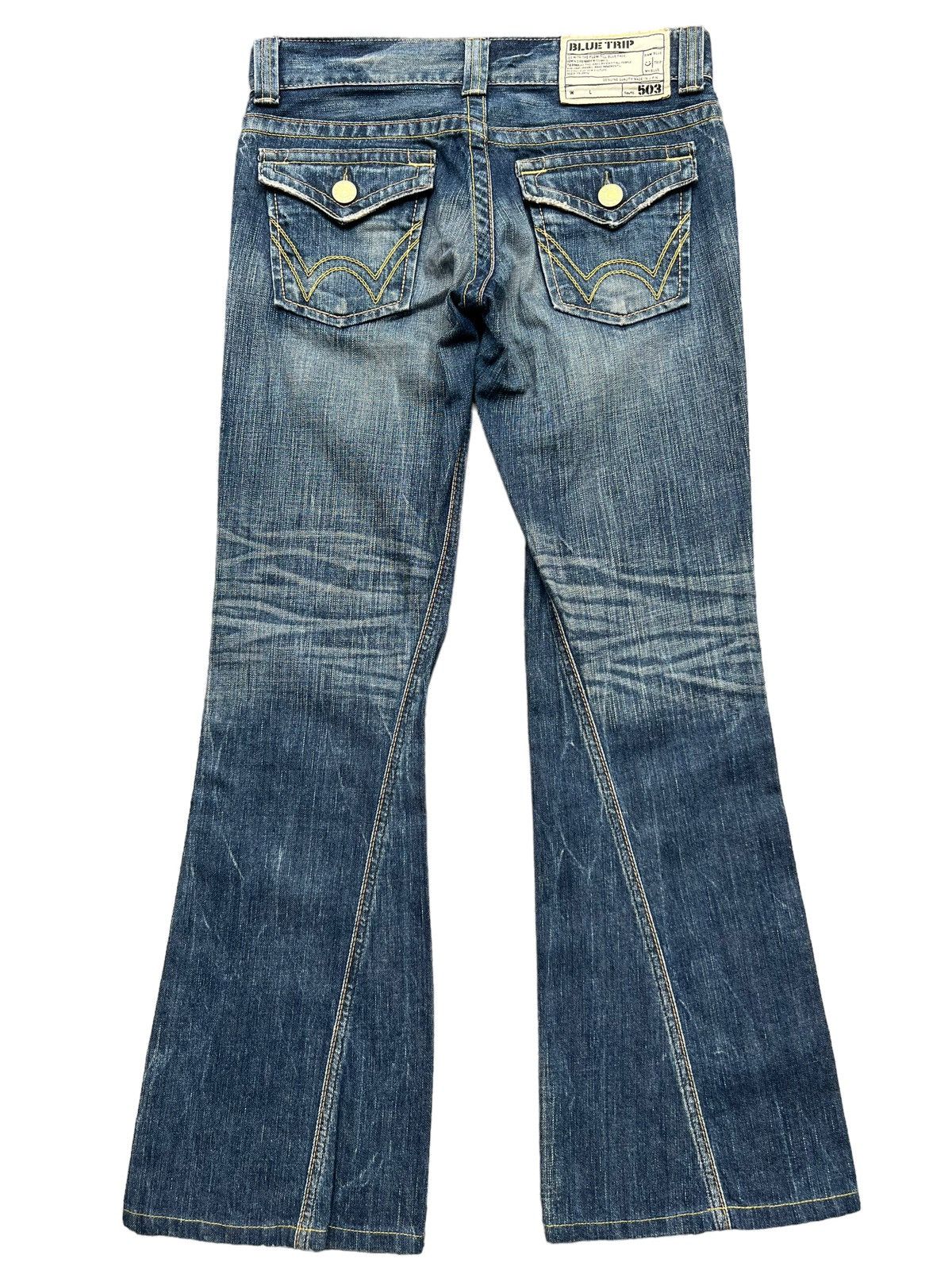 Edwin Vintage Edwin 503 Blue Trip Distressed Flare Jeans 31x30 Size 31" - 3 Thumbnail