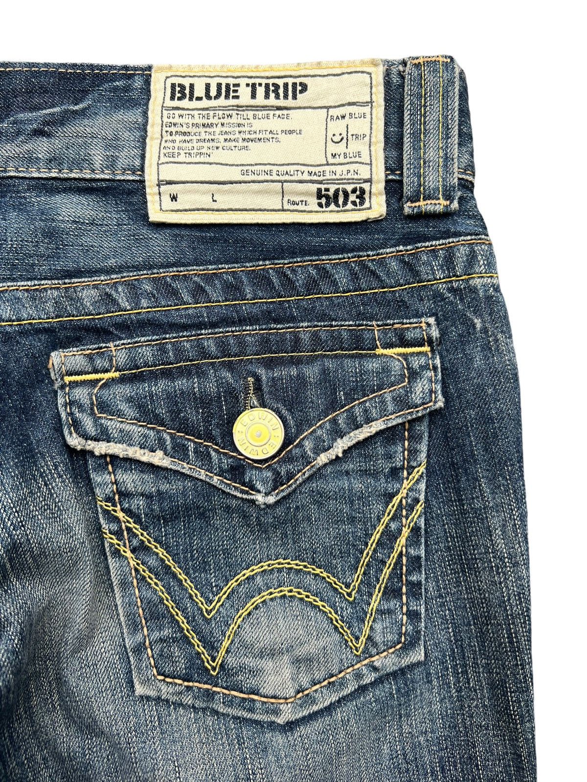 Edwin Vintage Edwin 503 Blue Trip Distressed Flare Jeans 31x30 Size 31" - 10 Thumbnail
