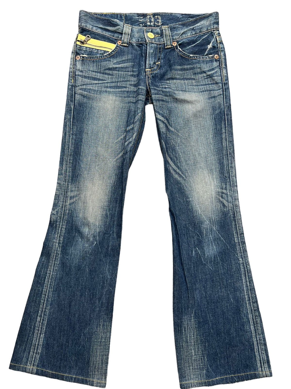 Edwin Vintage Edwin 503 Blue Trip Distressed Flare Jeans 31x30 Size 31" - 2 Thumbnail