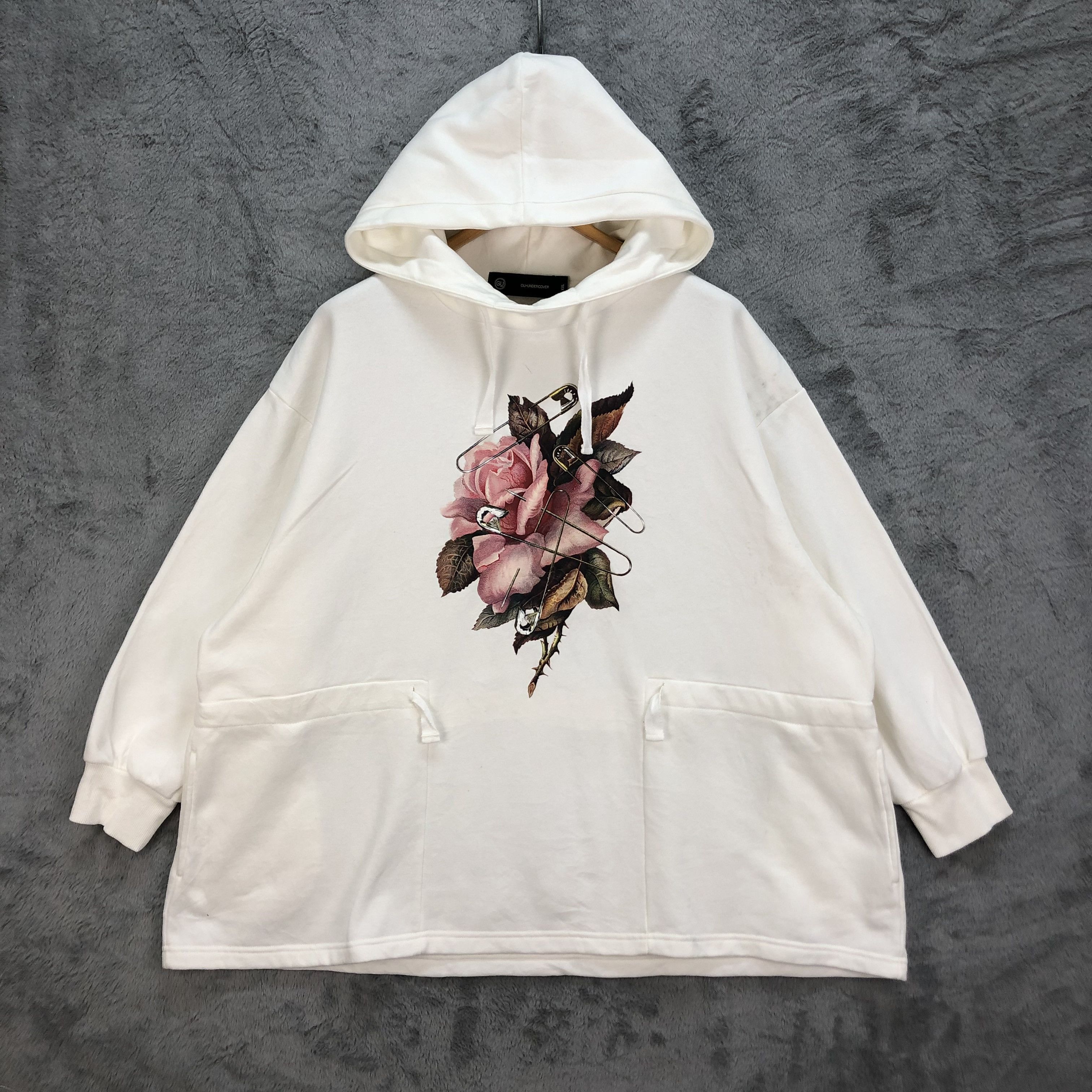 GU GU X UNDERCOVER FLOWERS LOGO OVERSIZED HOODIES #5111-32 Size XXL / US 16-18 / IT 52-54 - 1 Thumbnail
