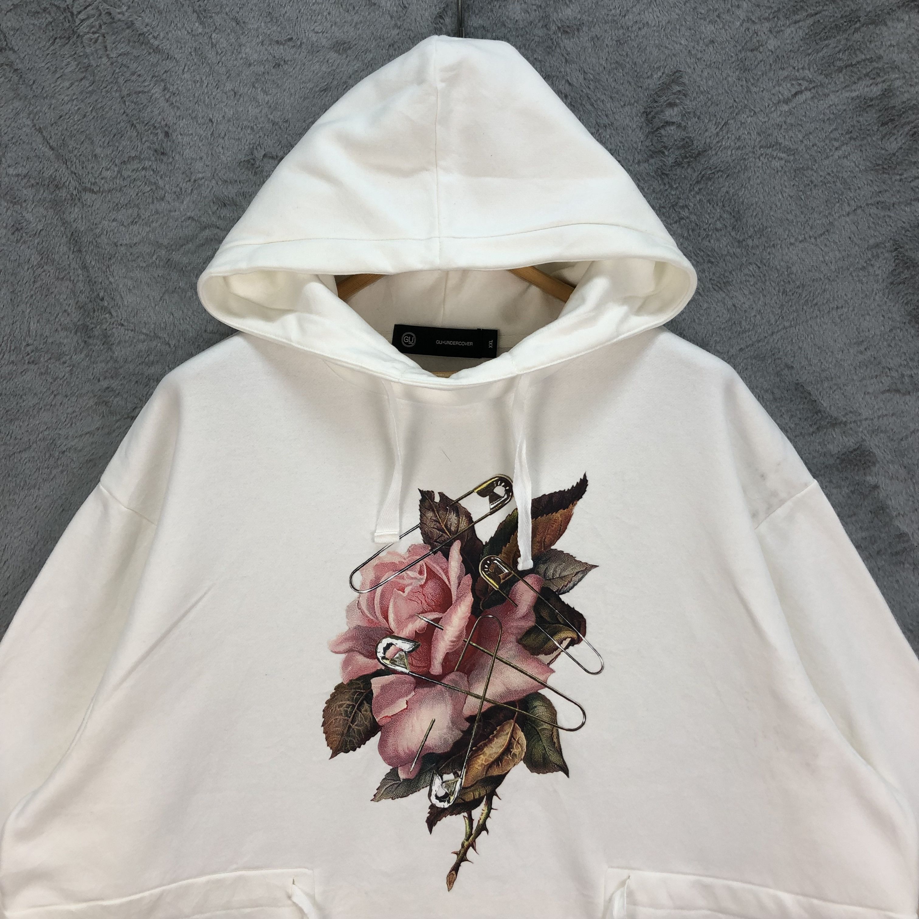 GU GU X UNDERCOVER FLOWERS LOGO OVERSIZED HOODIES #5111-32 Size XXL / US 16-18 / IT 52-54 - 2 Thumbnail