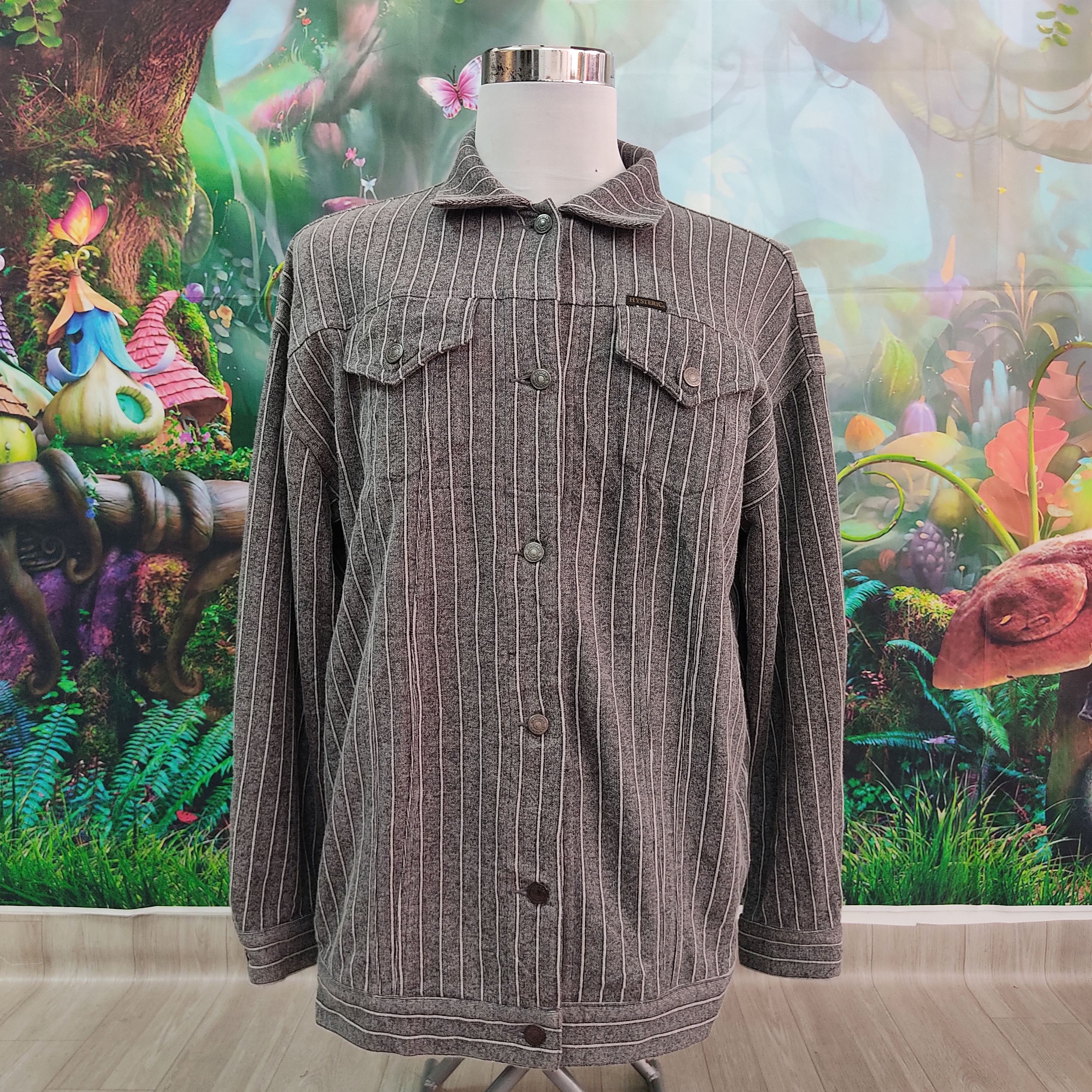 Hysteric Glamour HYSTERIC GLAMOUR BLONDIE Back Hit Striped G Jean Jacket Size US XL / EU 56 / 4 - 3 Thumbnail