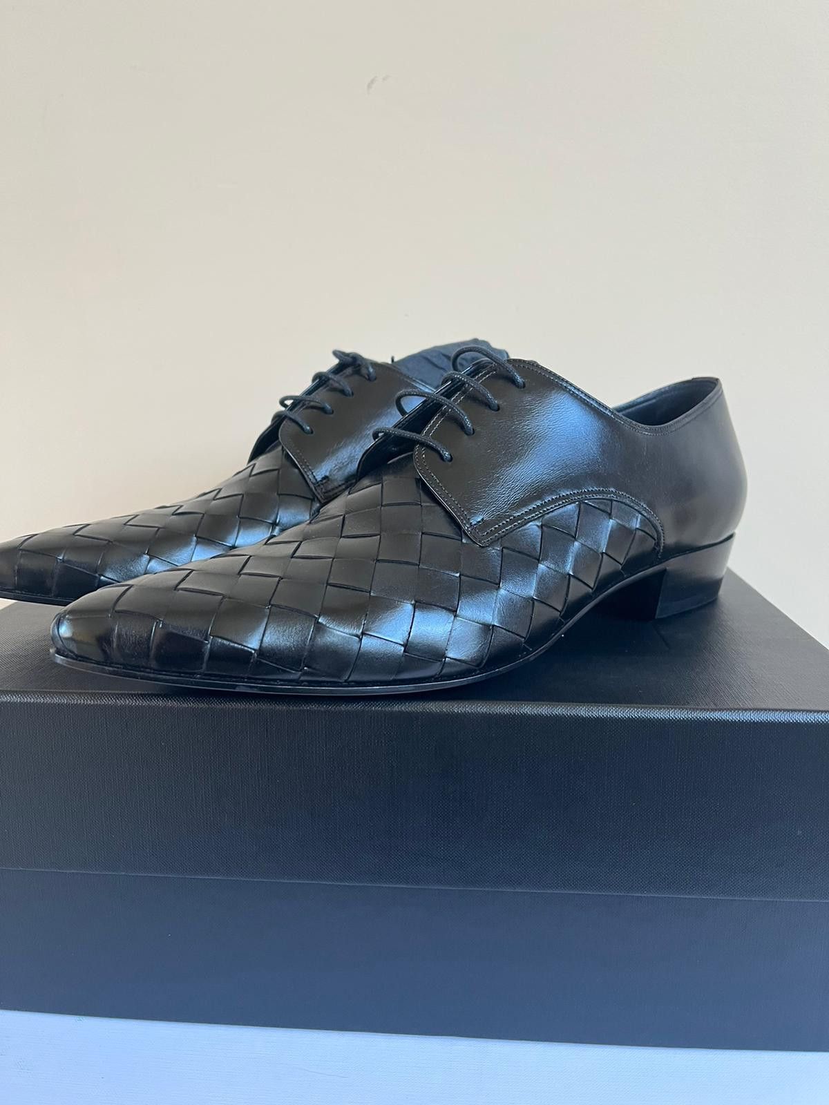 image of Saint Laurent Paris Hopper 30 Lace Up Derby In Black Shoes, Men's (Size 12)