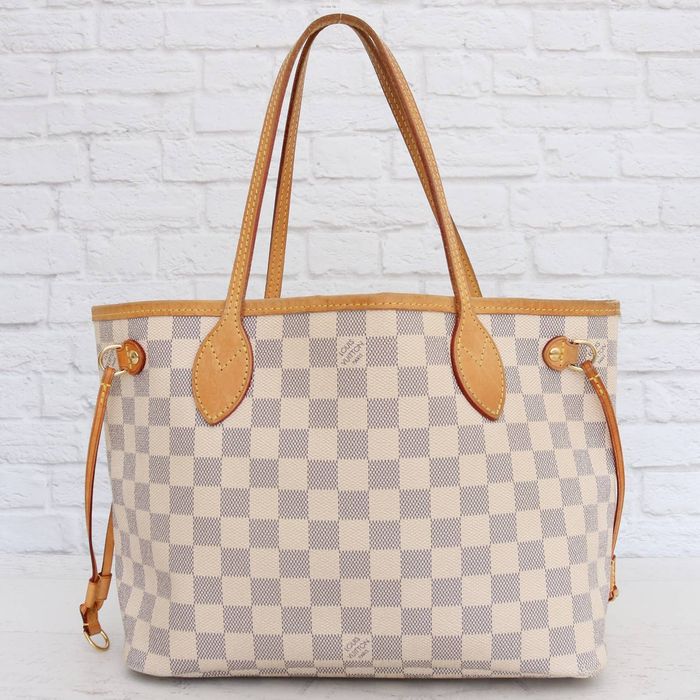 Louis Vuitton Louis Vuitton Neverfull Pm Damier Azur Leather Tote Shoulder Grailed 