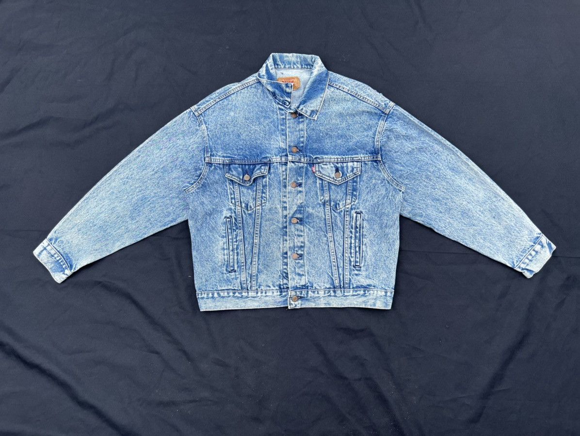 image of Levis x Made In USA 80's 90's Levi’S Made In Usa Acid Washed Trucker Denim Jacket, Men's (Size Larg
