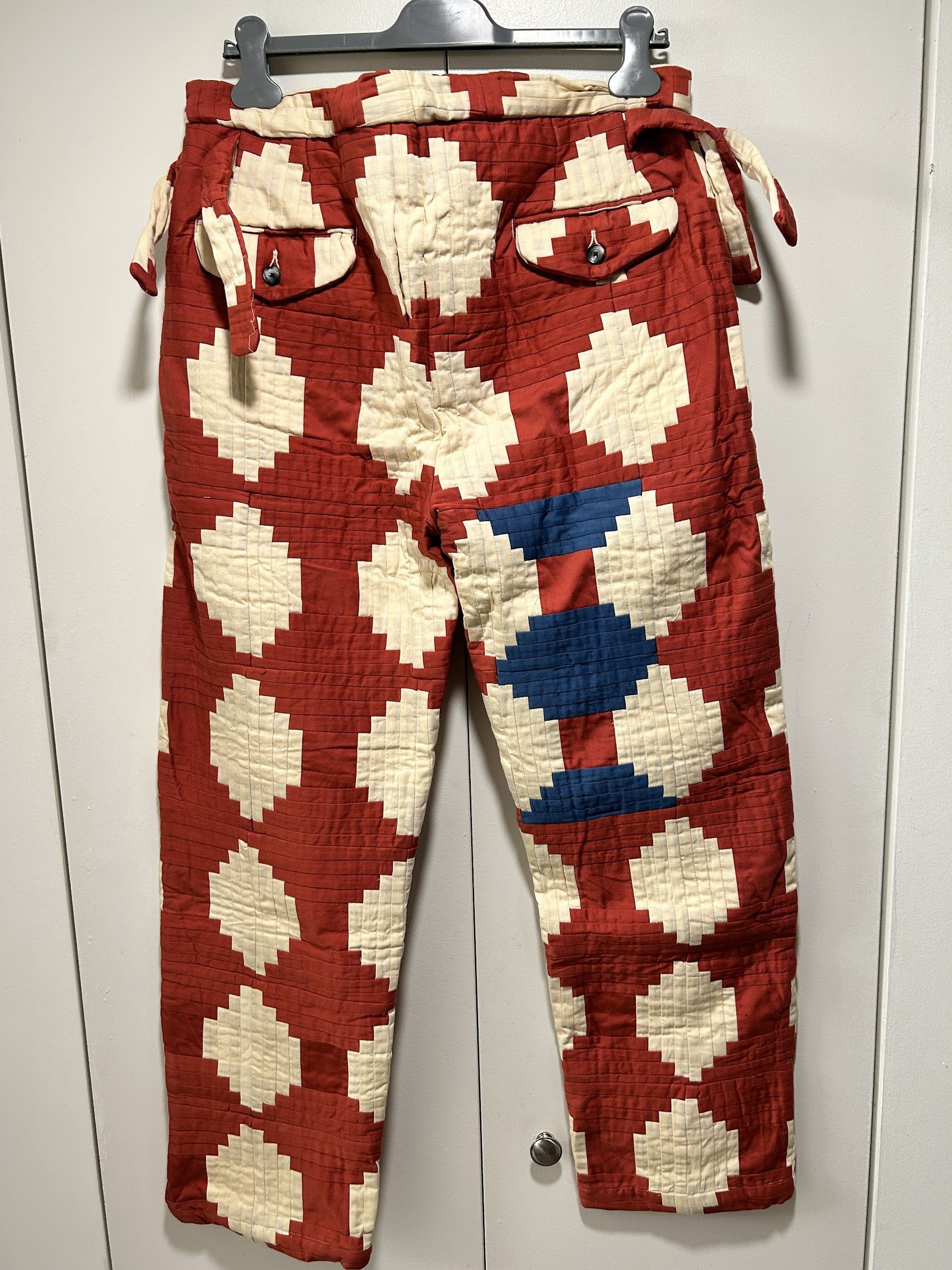 Bode Bode cotton Courthouse Steps Sateen Trousers Red Size US 34 / EU 50 - 7 Thumbnail