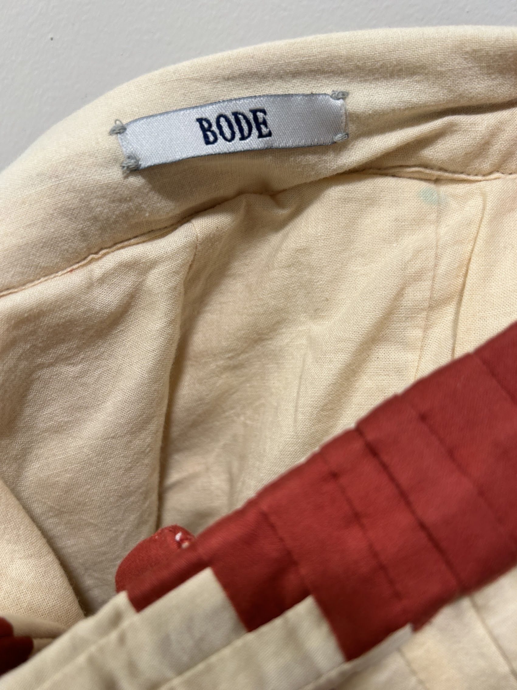 Bode Bode cotton Courthouse Steps Sateen Trousers Red Size US 34 / EU 50 - 2 Thumbnail