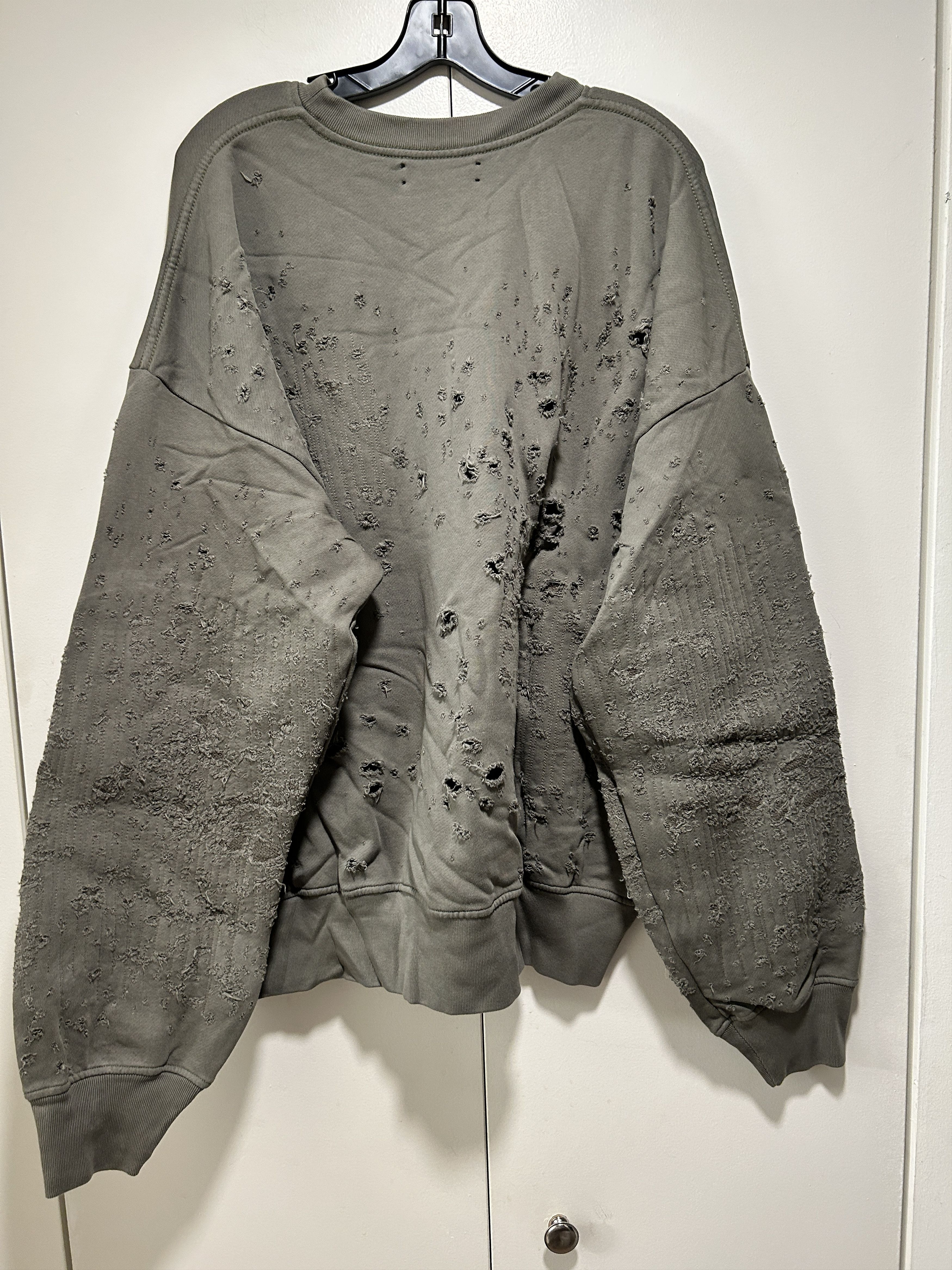 Amiri AMIRI Shotgun Distressed Sweatshirt Olive Size US L / EU 52-54 / 3 - 4 Thumbnail
