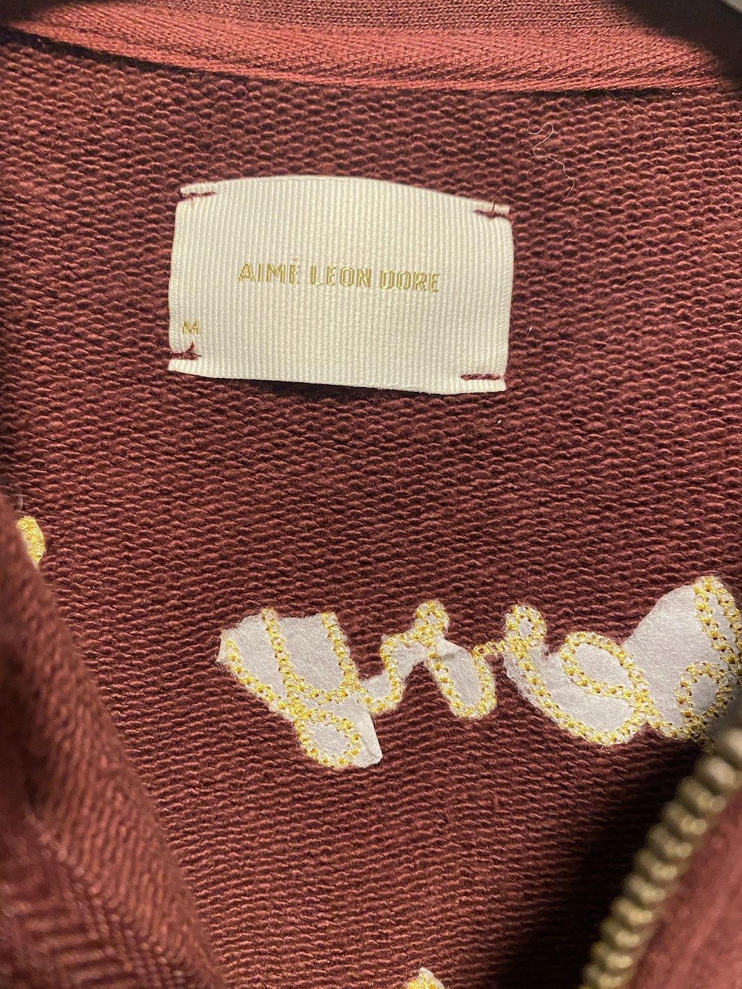 Aime Leon Dore Chain Stitch Quarter Zip Sweatshirt - chocolate truffle Size US M / EU 48-50 / 2 - 4 Thumbnail