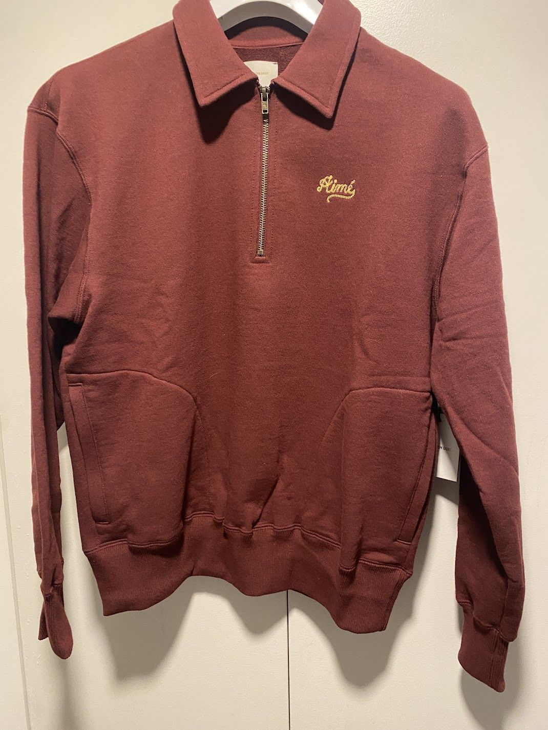 Aime Leon Dore Chain Stitch Quarter Zip Sweatshirt - chocolate truffle Size US M / EU 48-50 / 2 - 2 Thumbnail