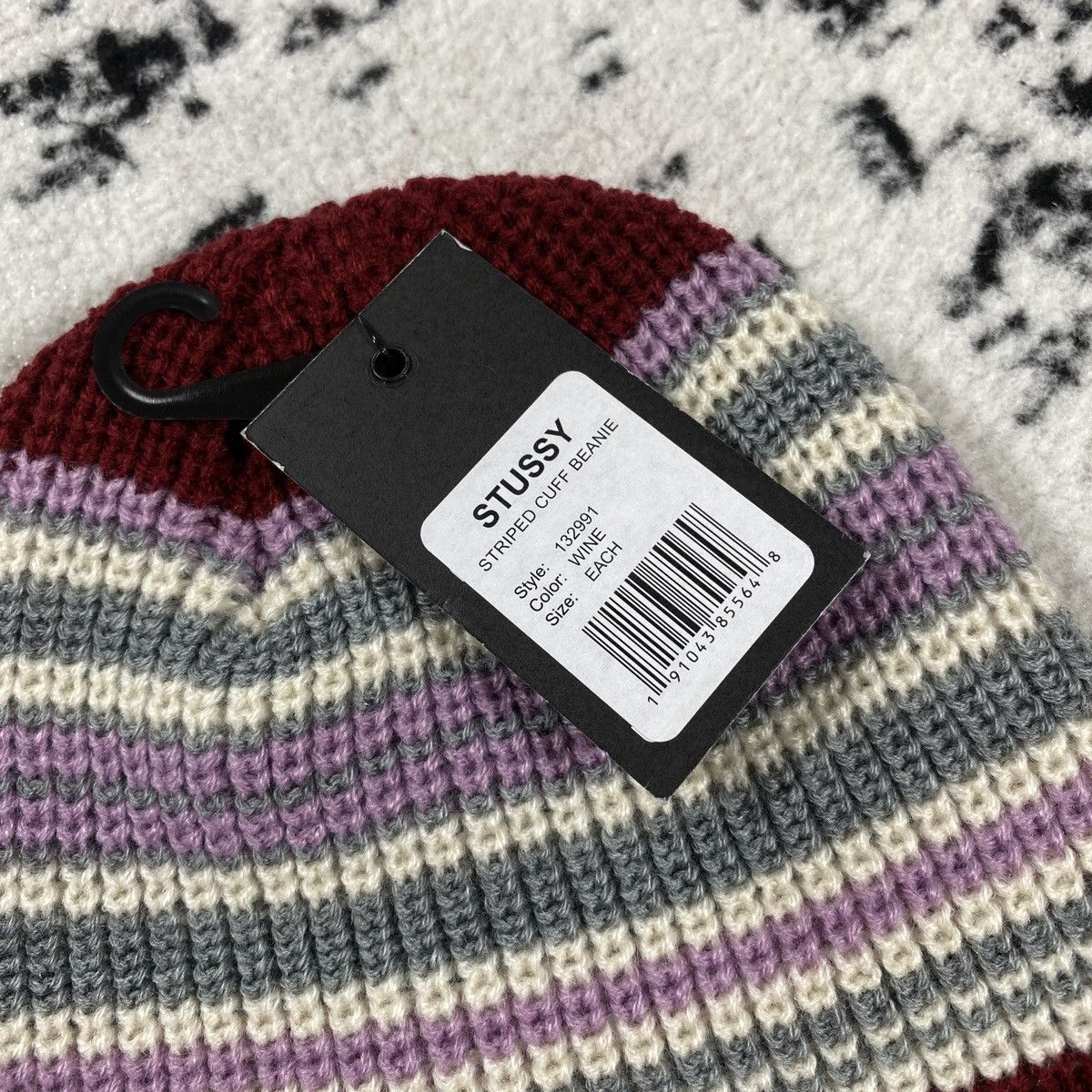 Stussy RARE STUSSY STRIPED CUFF BEANIE HAT - WINE - OS Size ONE SIZE - 3 Thumbnail