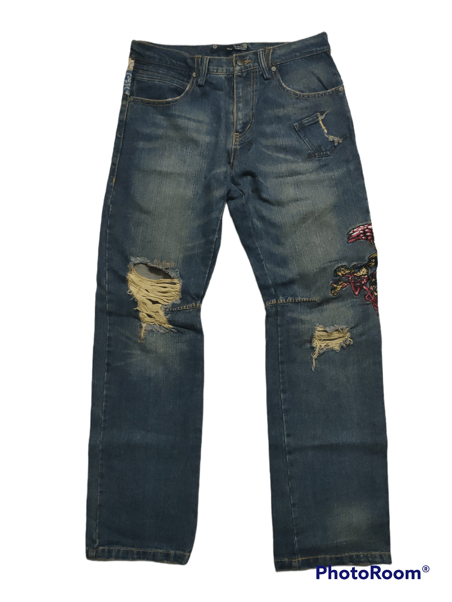 If Six Was Nine Denime Exhibitionist x Distressed x Embroidered Bird Size US 32 / EU 48 - 1 Thumbnail