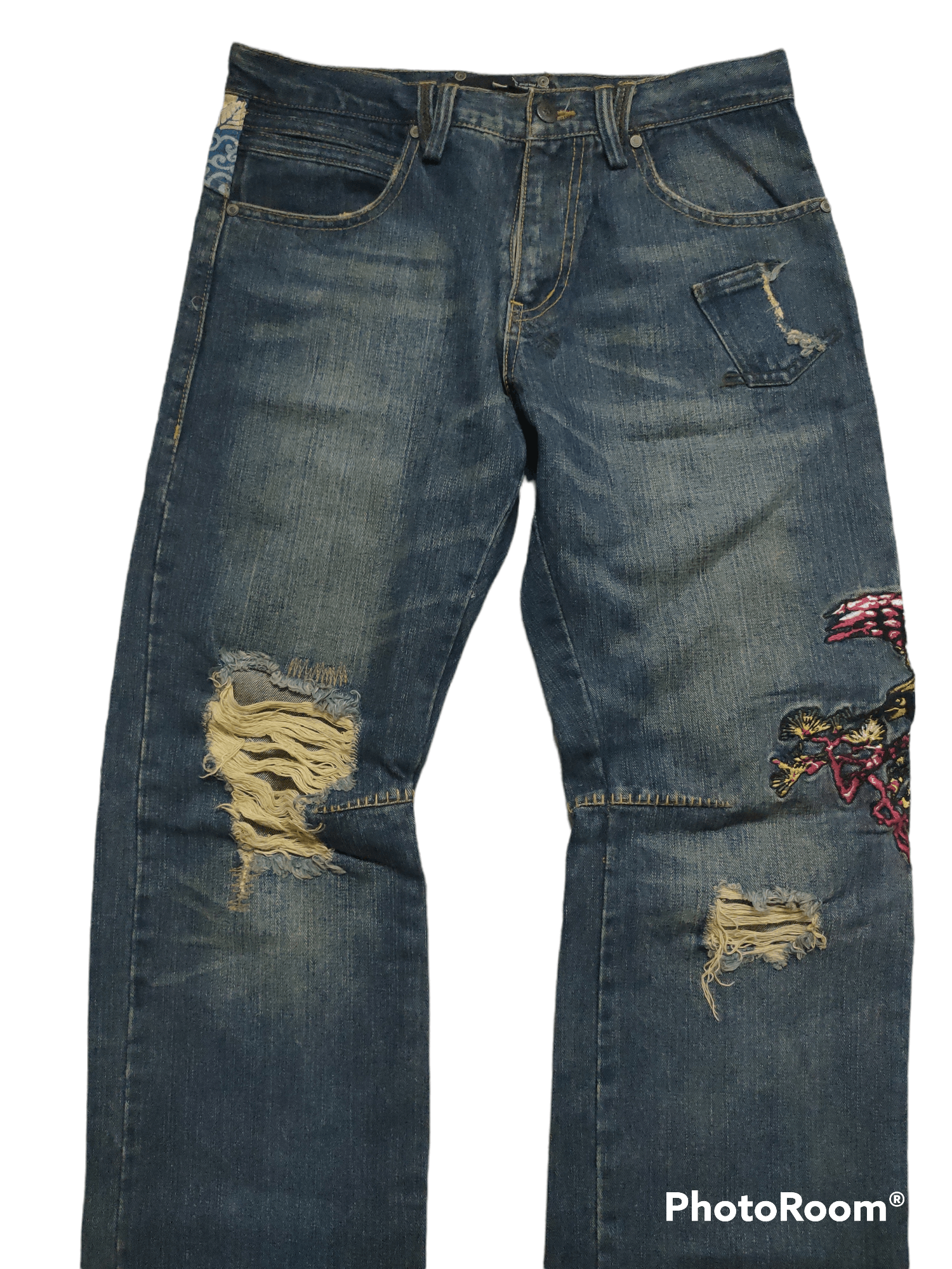If Six Was Nine Denime Exhibitionist x Distressed x Embroidered Bird Size US 32 / EU 48 - 3 Thumbnail