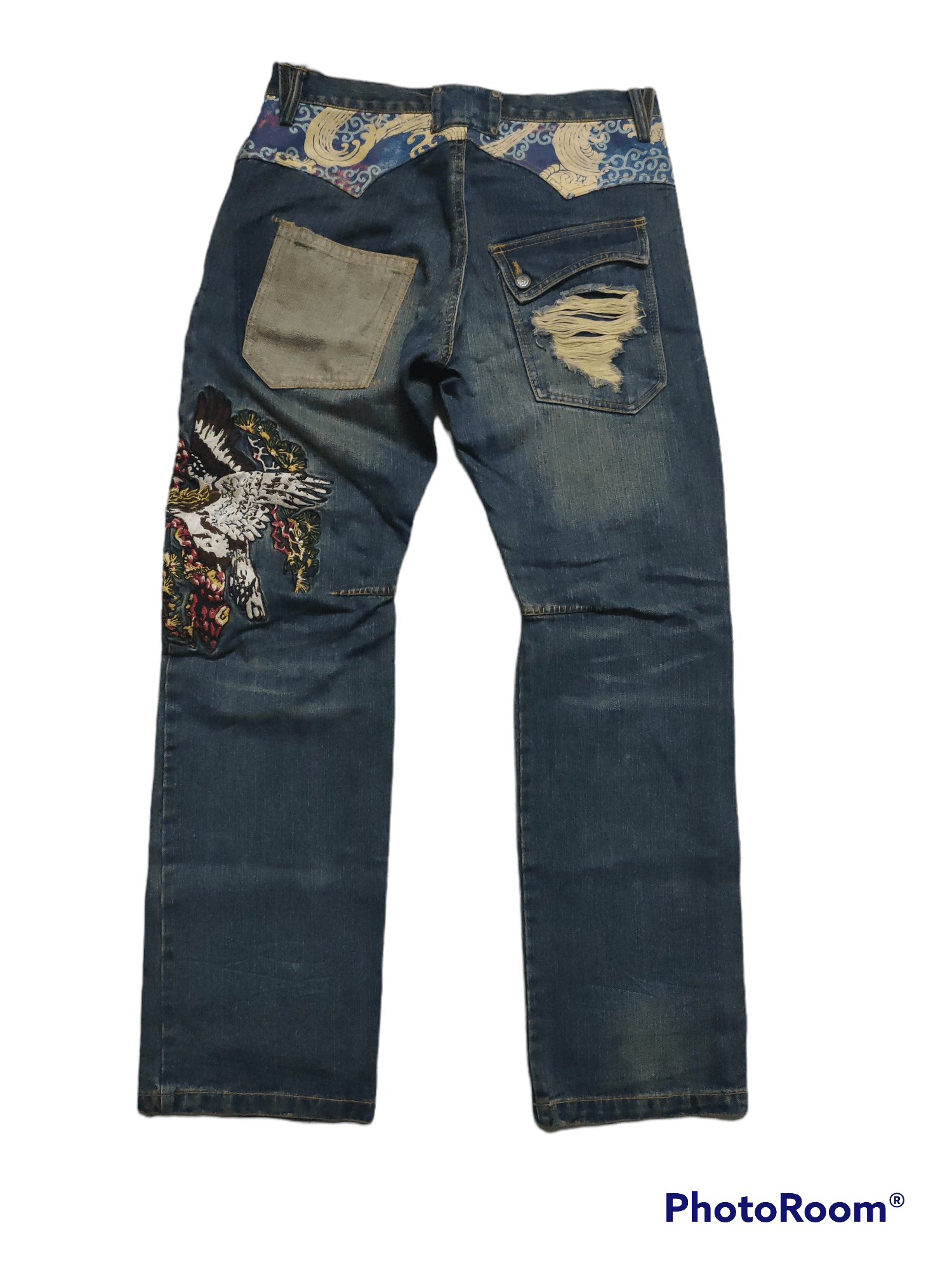 If Six Was Nine Denime Exhibitionist x Distressed x Embroidered Bird Size US 32 / EU 48 - 2 Thumbnail