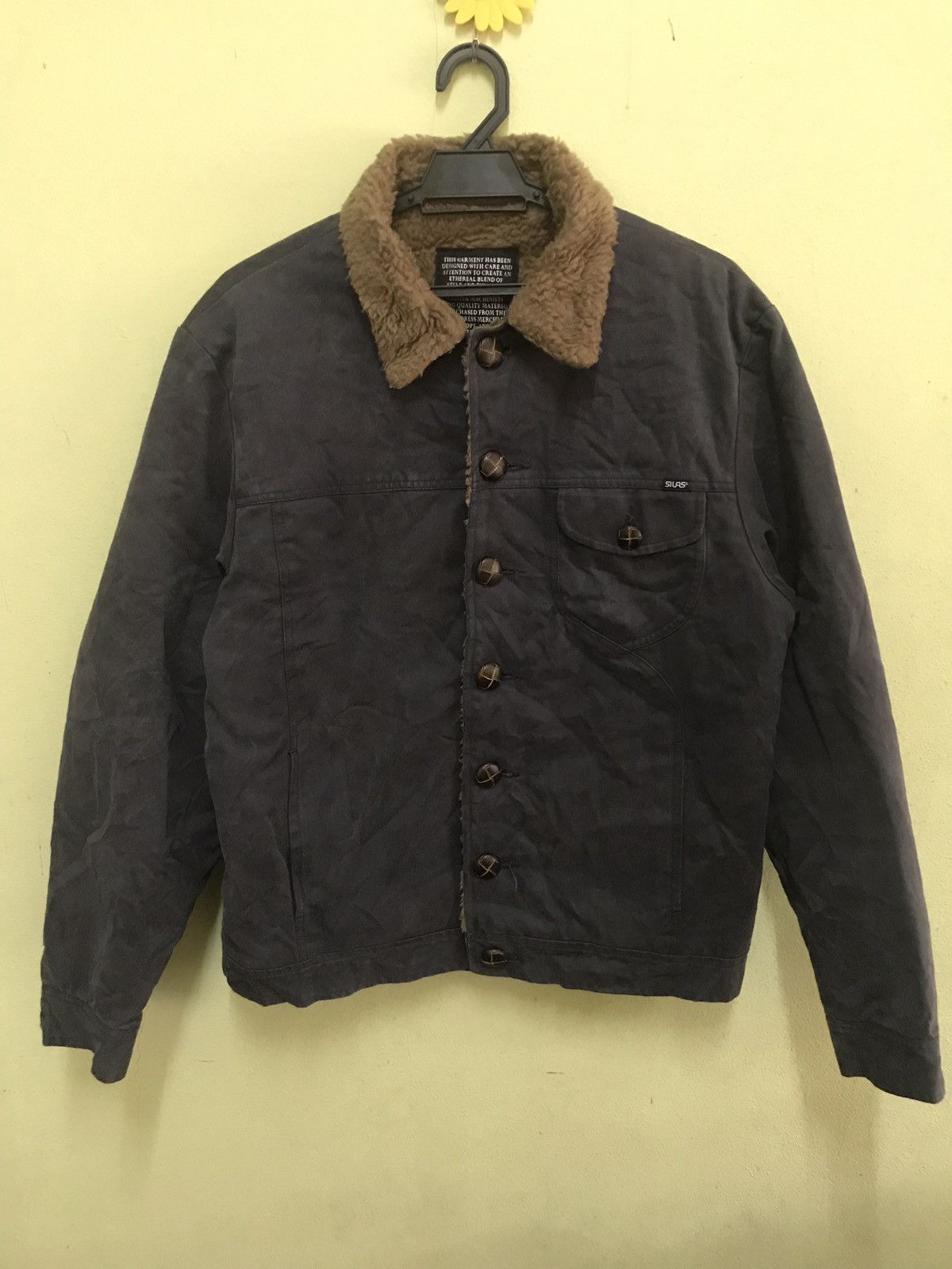 image of Silas Deck Jacket Sherpa Fur in Blue, Men's (Size Medium)