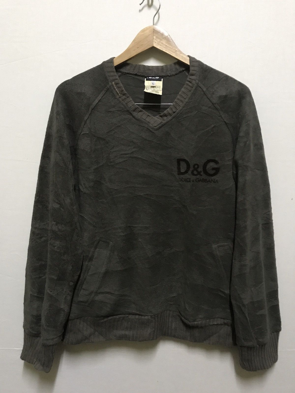 Dolce & Gabbana D&G Sweatshirt fleece v-neck pocket Size US L / EU 52-54 / 3 - 1 Thumbnail