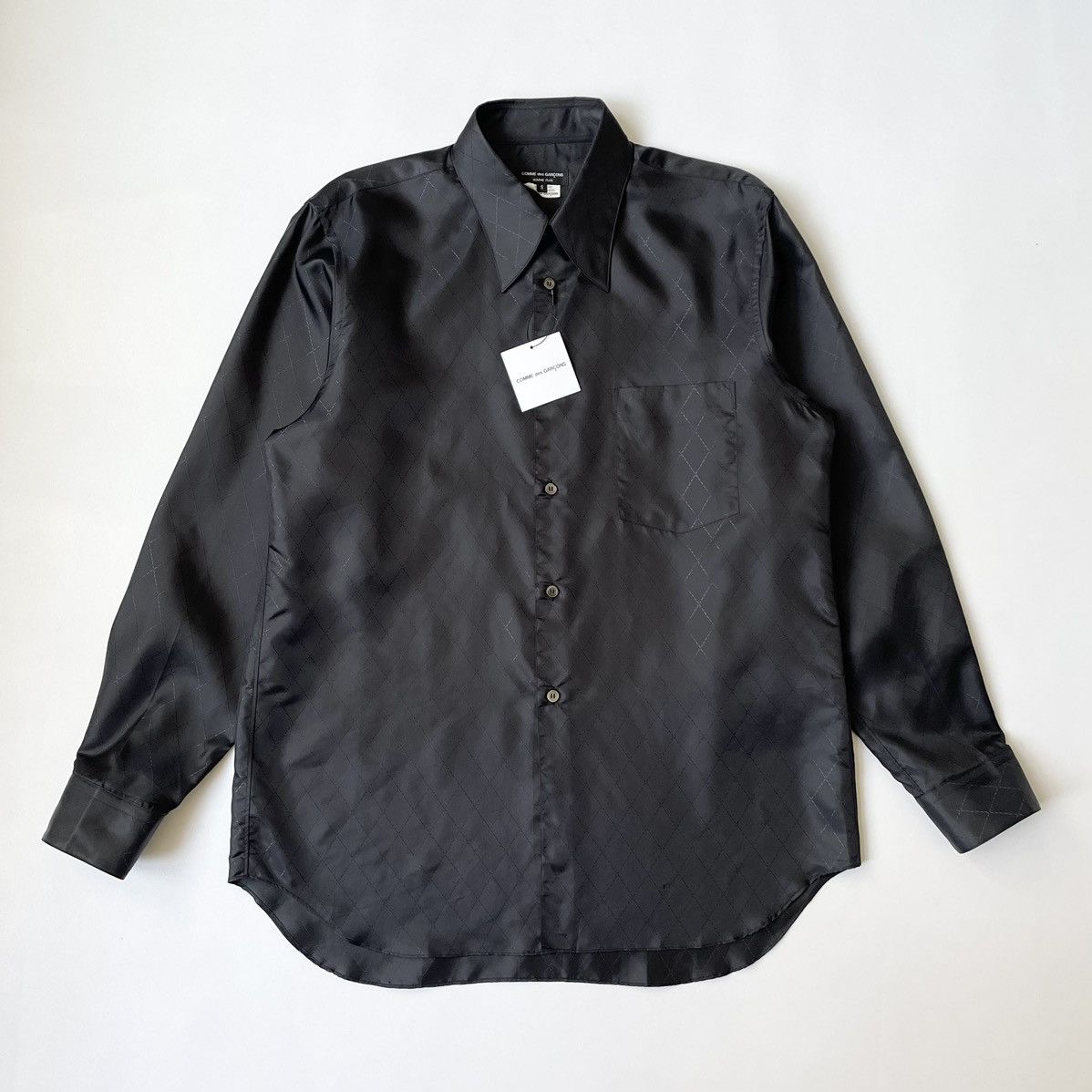 Comme des Garcons S/S 06 Black Satin 'Diamond Weave' Shirt Size US M / EU 48-50 / 2 - 1 Thumbnail