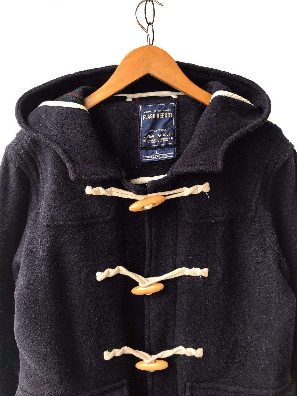 Japanese Brand Winterwear Flash Report Hooded Wool Duffle Coat Jacket Size US L / EU 52-54 / 3 - 4 Thumbnail