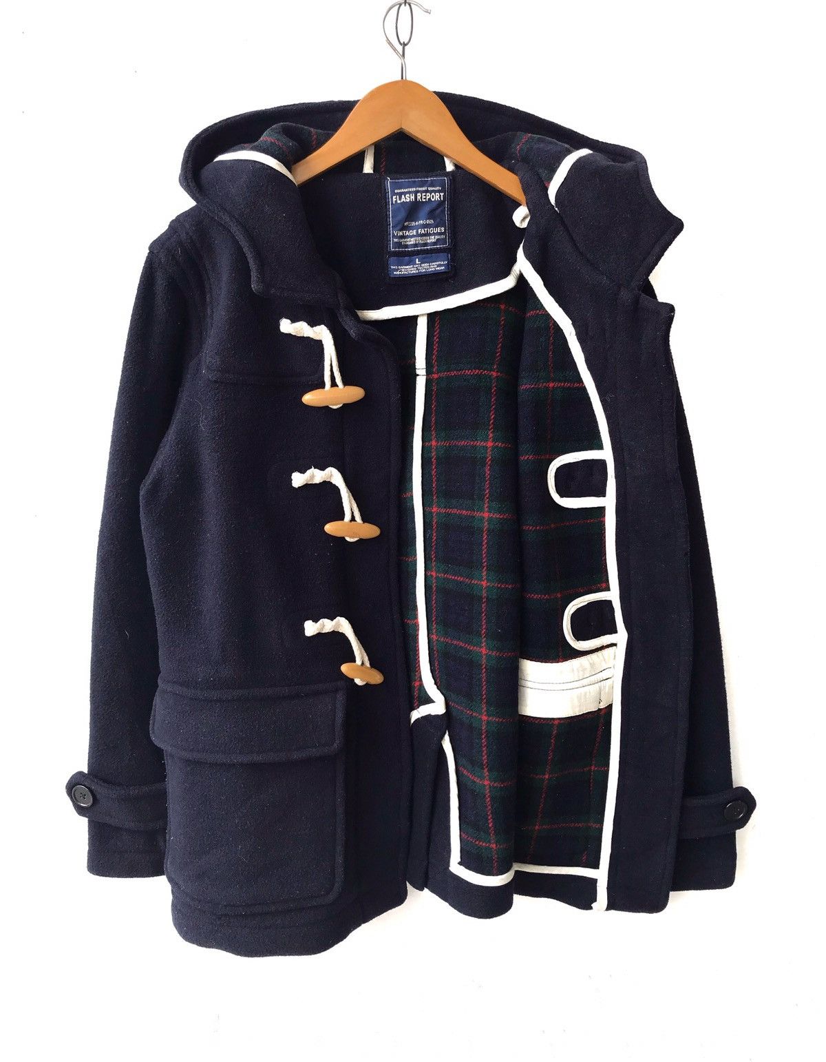 Japanese Brand Winterwear Flash Report Hooded Wool Duffle Coat Jacket Size US L / EU 52-54 / 3 - 1 Thumbnail