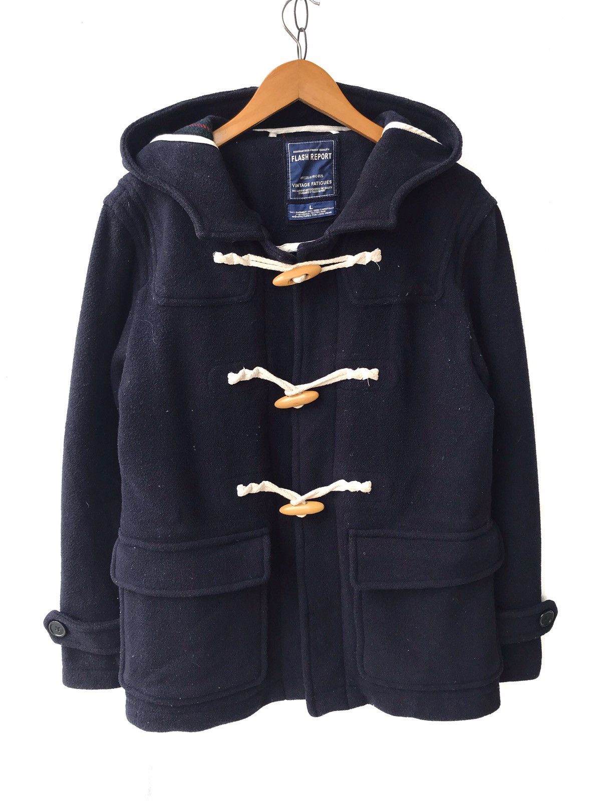 Japanese Brand Winterwear Flash Report Hooded Wool Duffle Coat Jacket Size US L / EU 52-54 / 3 - 2 Thumbnail