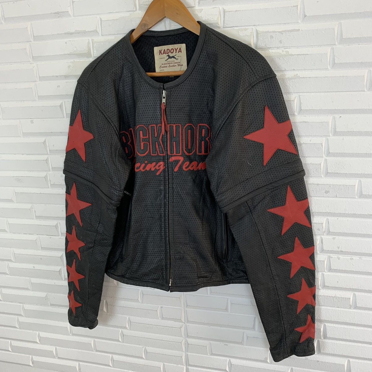 Sports Specialties 💥BLACK HORSE RACING TEAM LEATHER JACKET Size US S / EU 44-46 / 1 - 4 Thumbnail