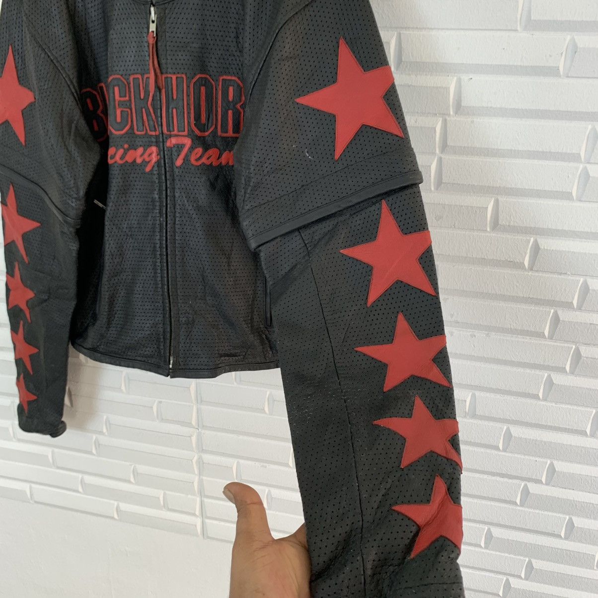 Sports Specialties 💥BLACK HORSE RACING TEAM LEATHER JACKET Size US S / EU 44-46 / 1 - 7 Thumbnail