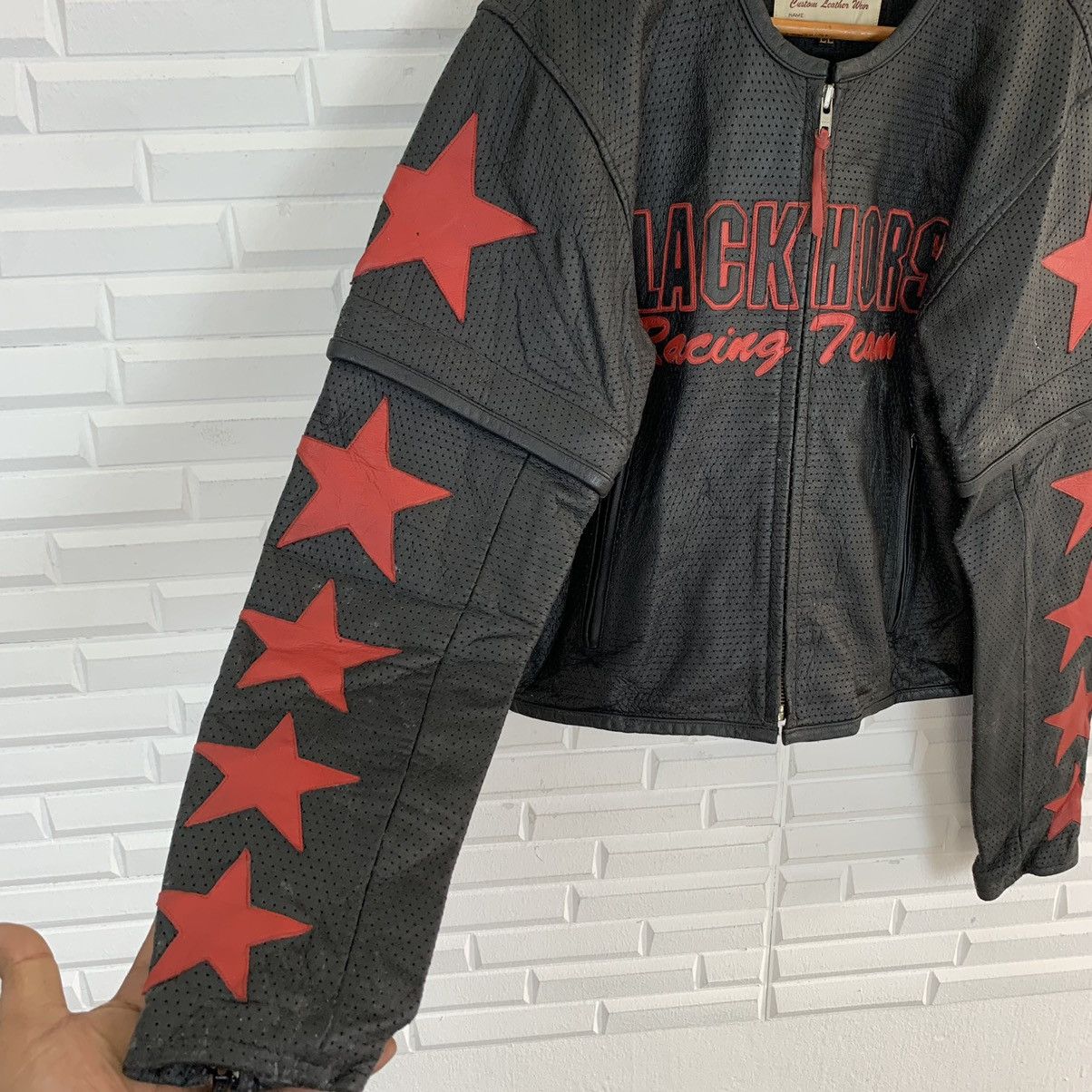 Sports Specialties 💥BLACK HORSE RACING TEAM LEATHER JACKET Size US S / EU 44-46 / 1 - 6 Thumbnail