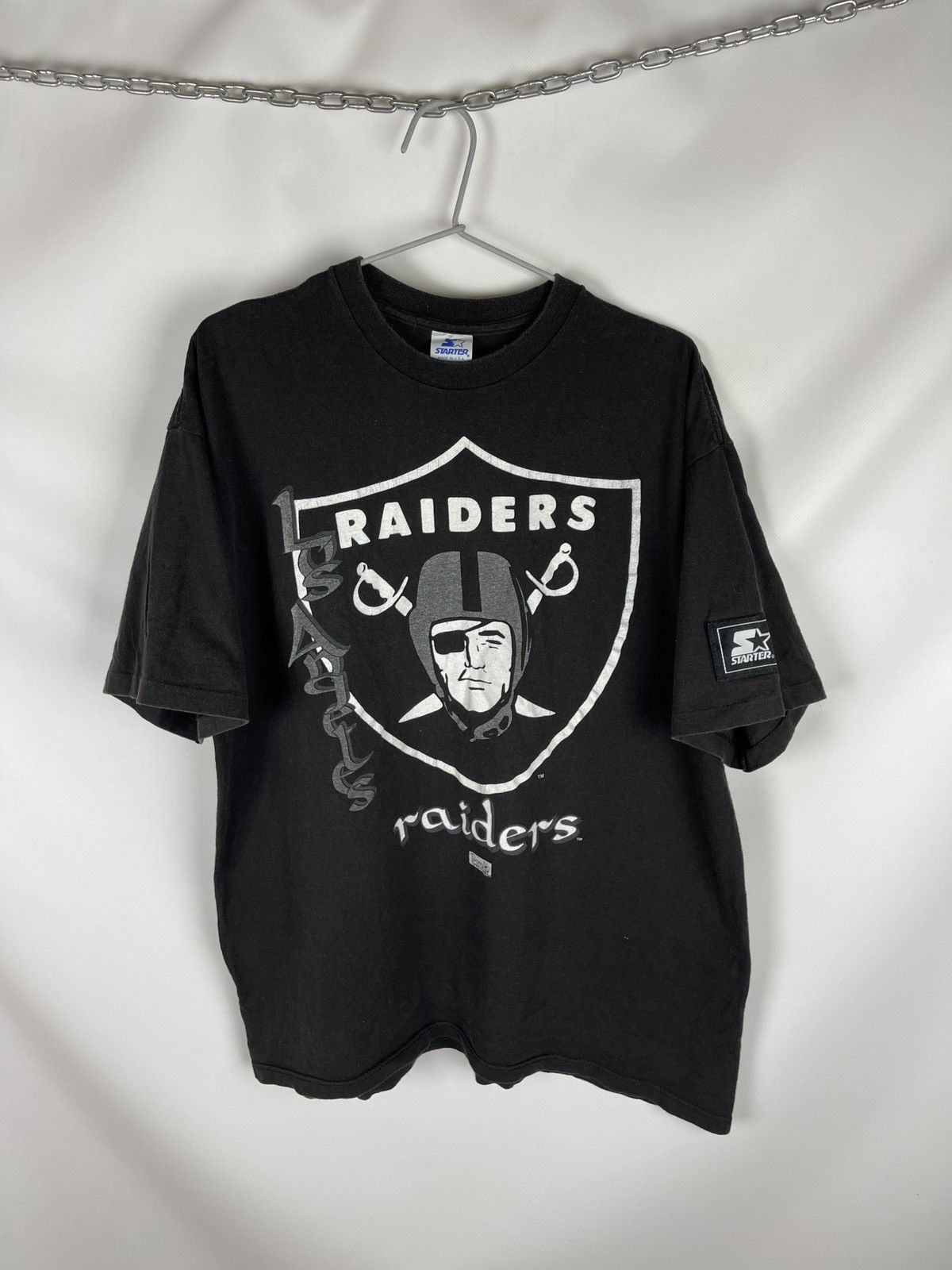 image of Los Angeles Raiders Vintage 80's 90's Made In Usa Tee in Black, Men's (Size Large)