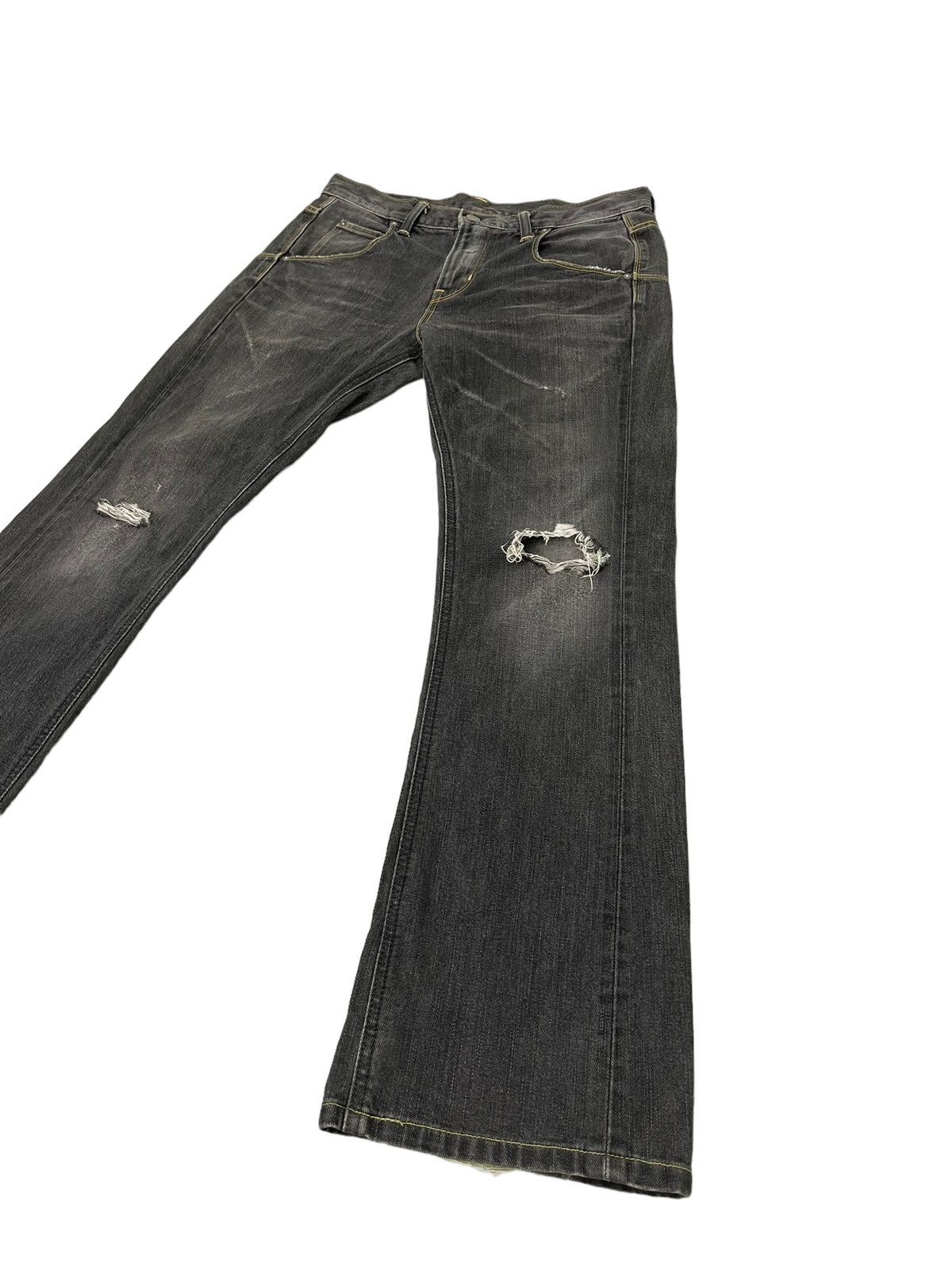 Japanese Brand Flare Jeans Lee Japan Distress Denim Boot Cut 1🟦3 Size US 33 - 3 Thumbnail