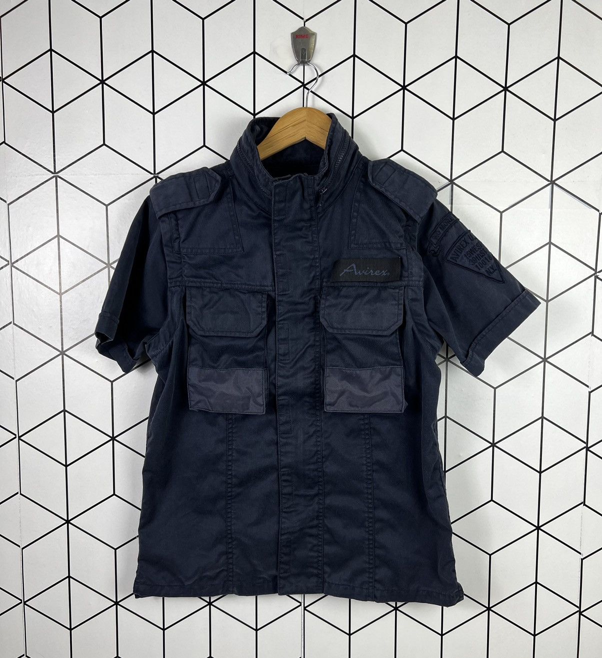 image of Avirex Flight Military Garment Jacket Bullet Pocket in Blue, Men's (Size Medium)